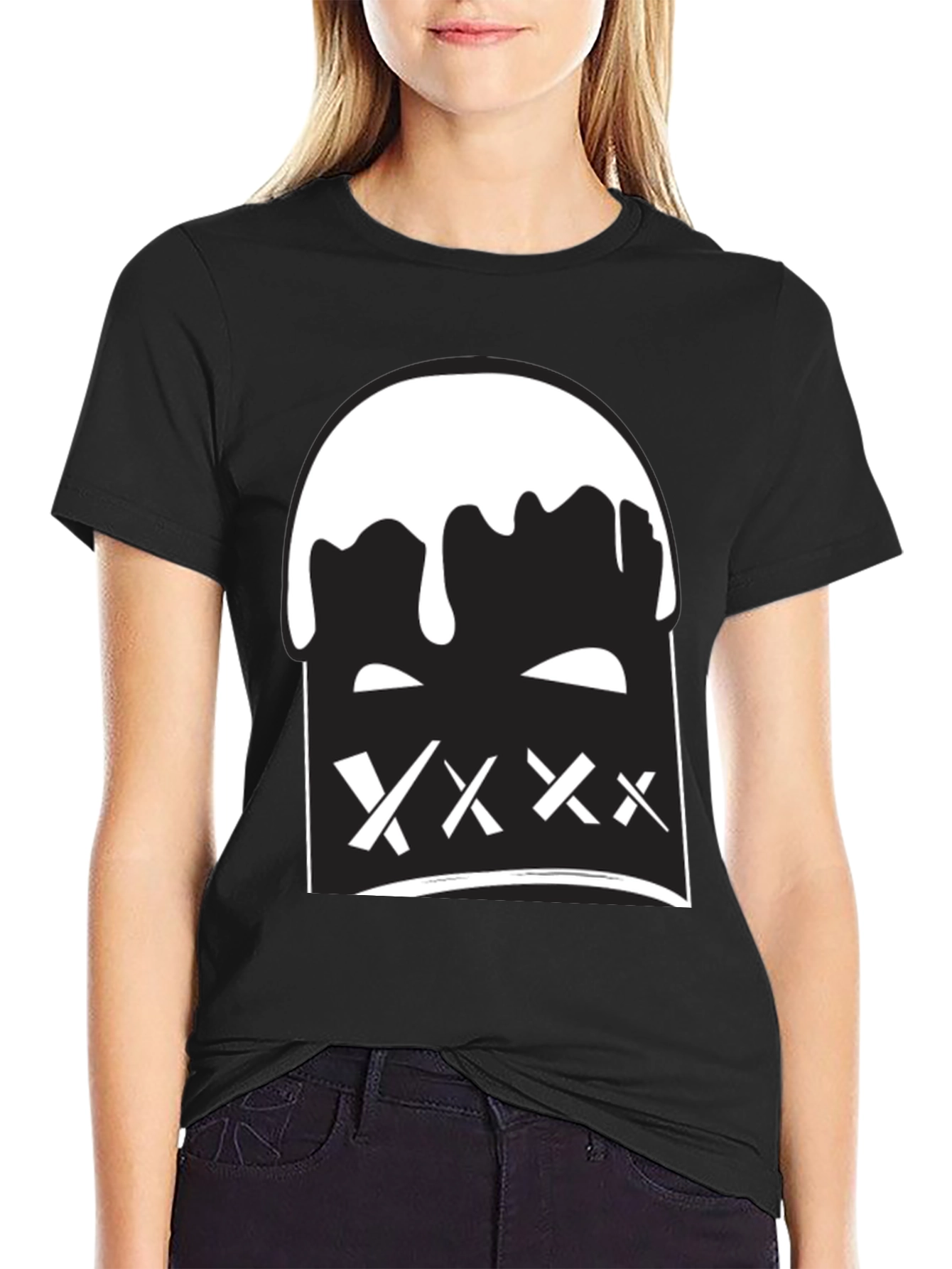 Black Tee with Bold Graphic Print