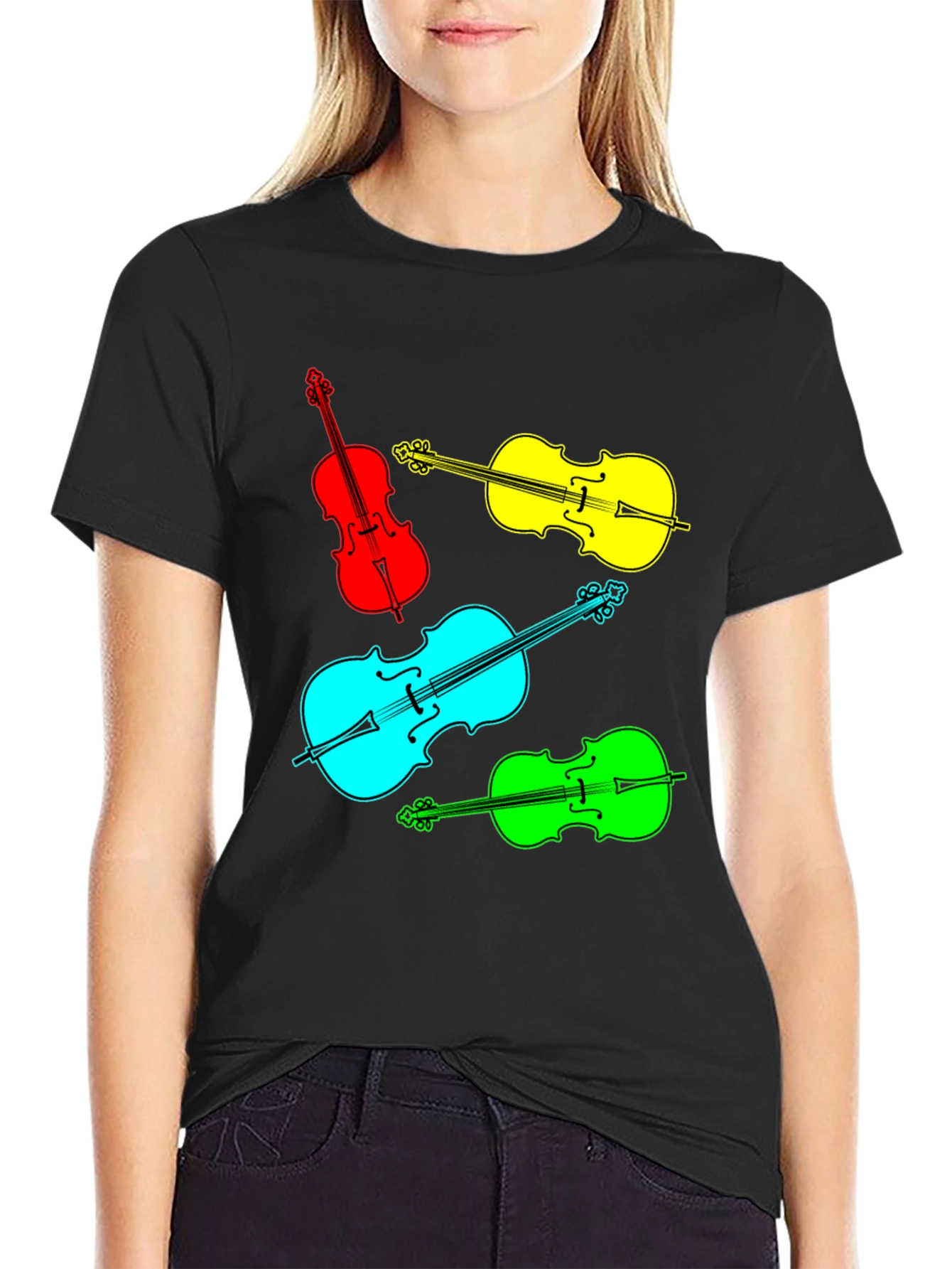 Vibrant Violin Graphic Tee - Musical Statement