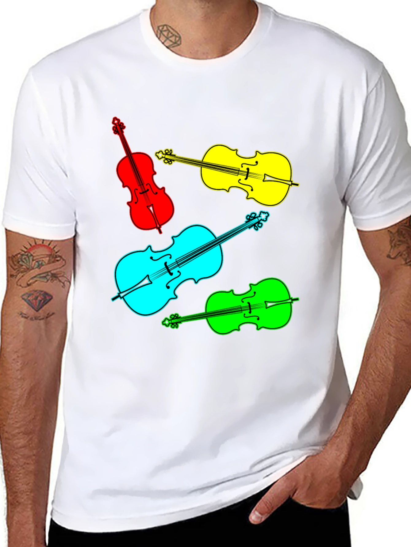 Vibrant Violin Graphic Tee - Musical Statement