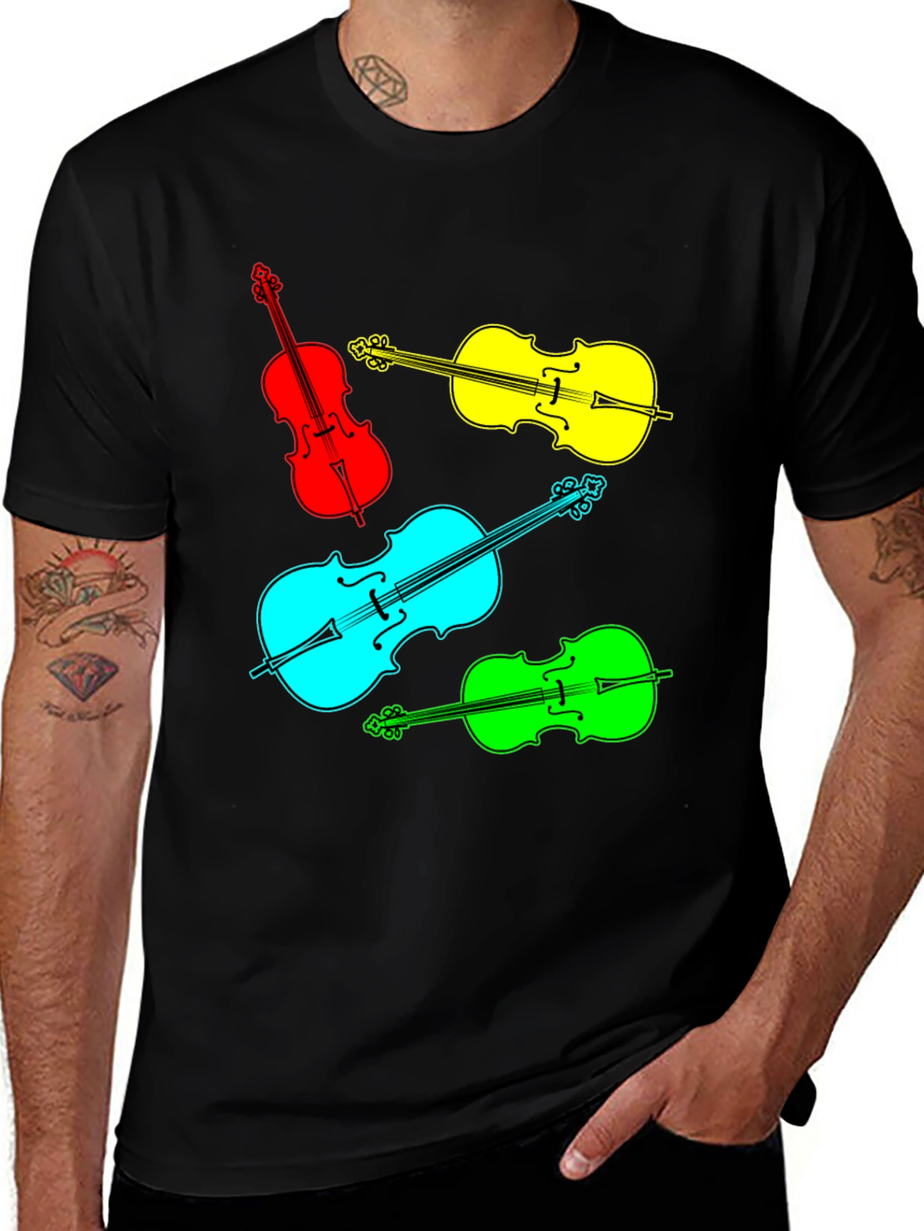 Vibrant Violin Graphic Tee - Musical Statement