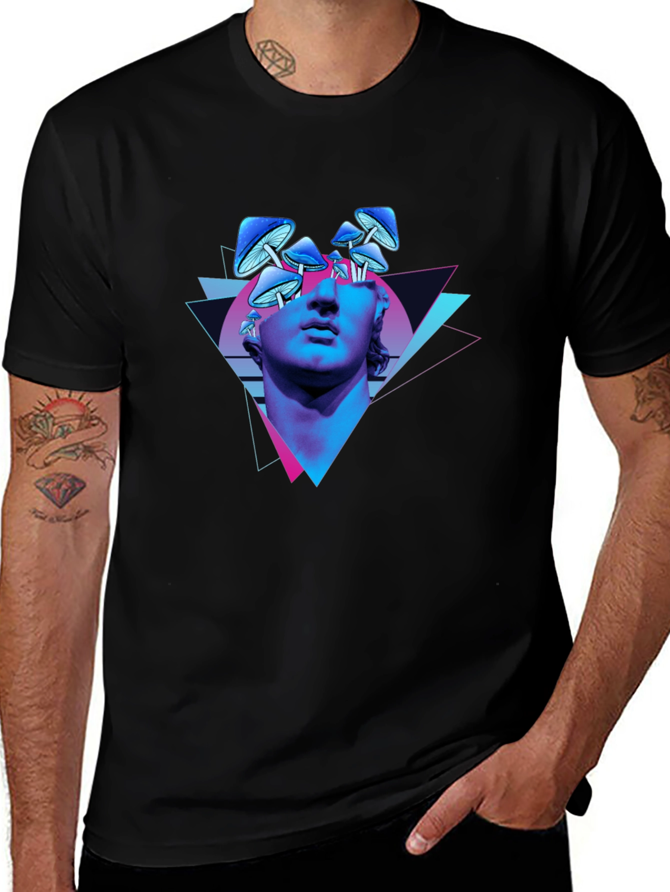 Psychedelic Mushroom Statue Graphic Tee