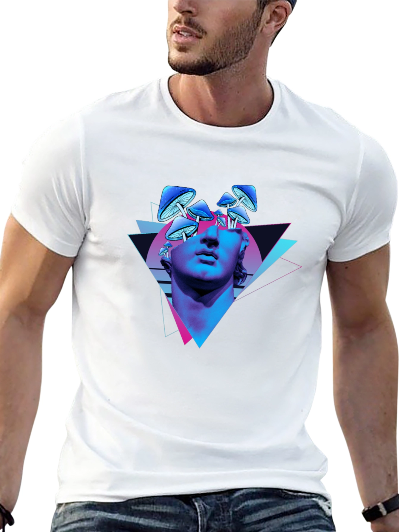 Psychedelic Mushroom Statue Graphic Tee