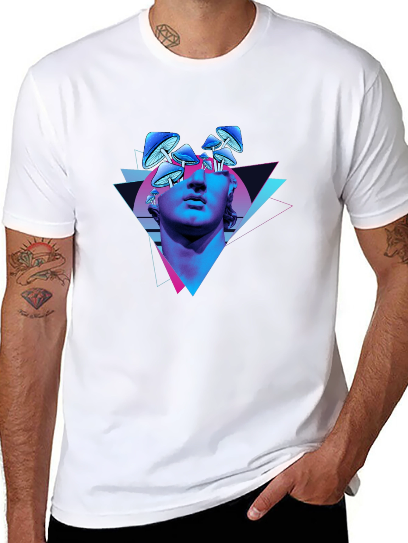 Psychedelic Mushroom Statue Graphic Tee