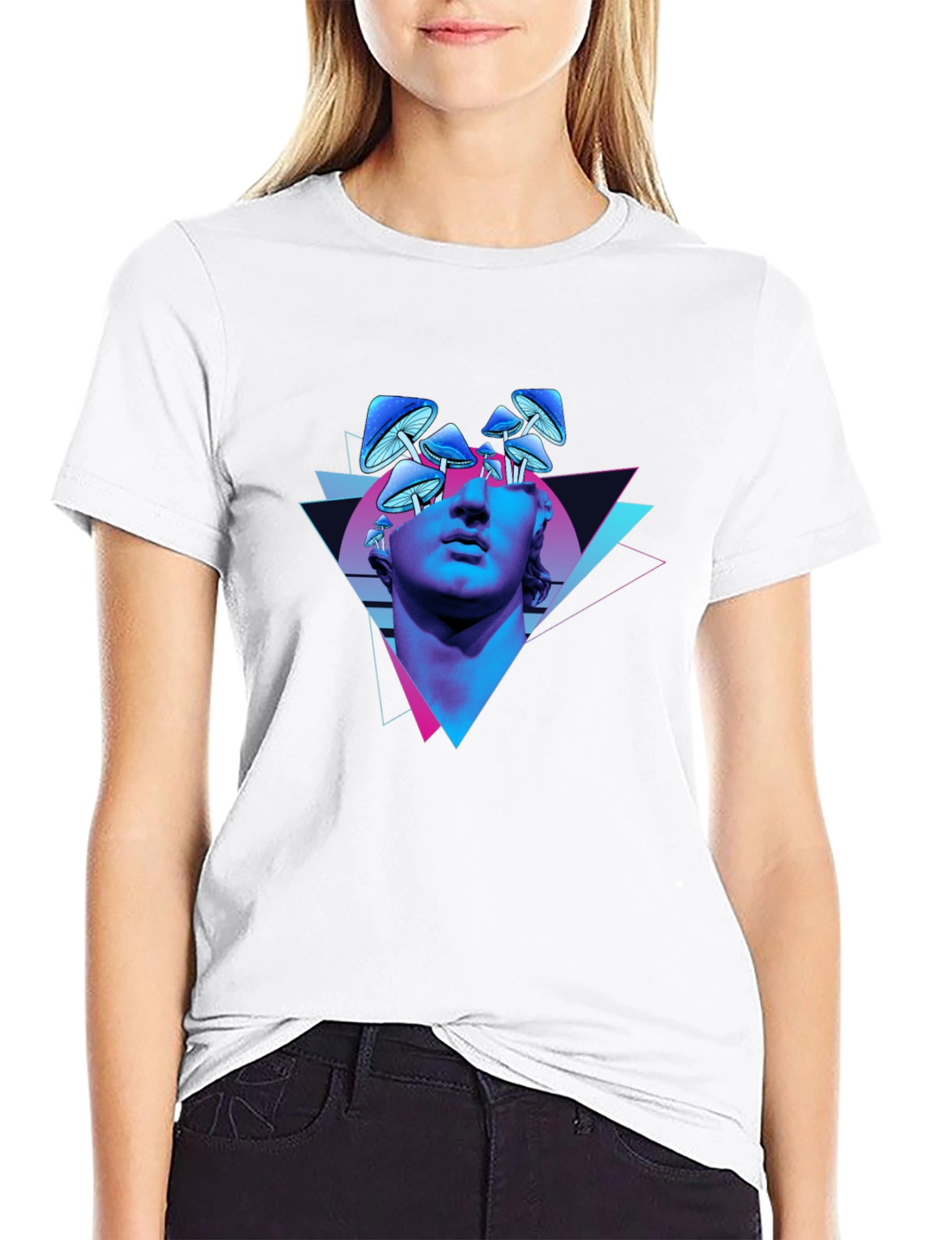 Psychedelic Mushroom Statue Graphic Tee