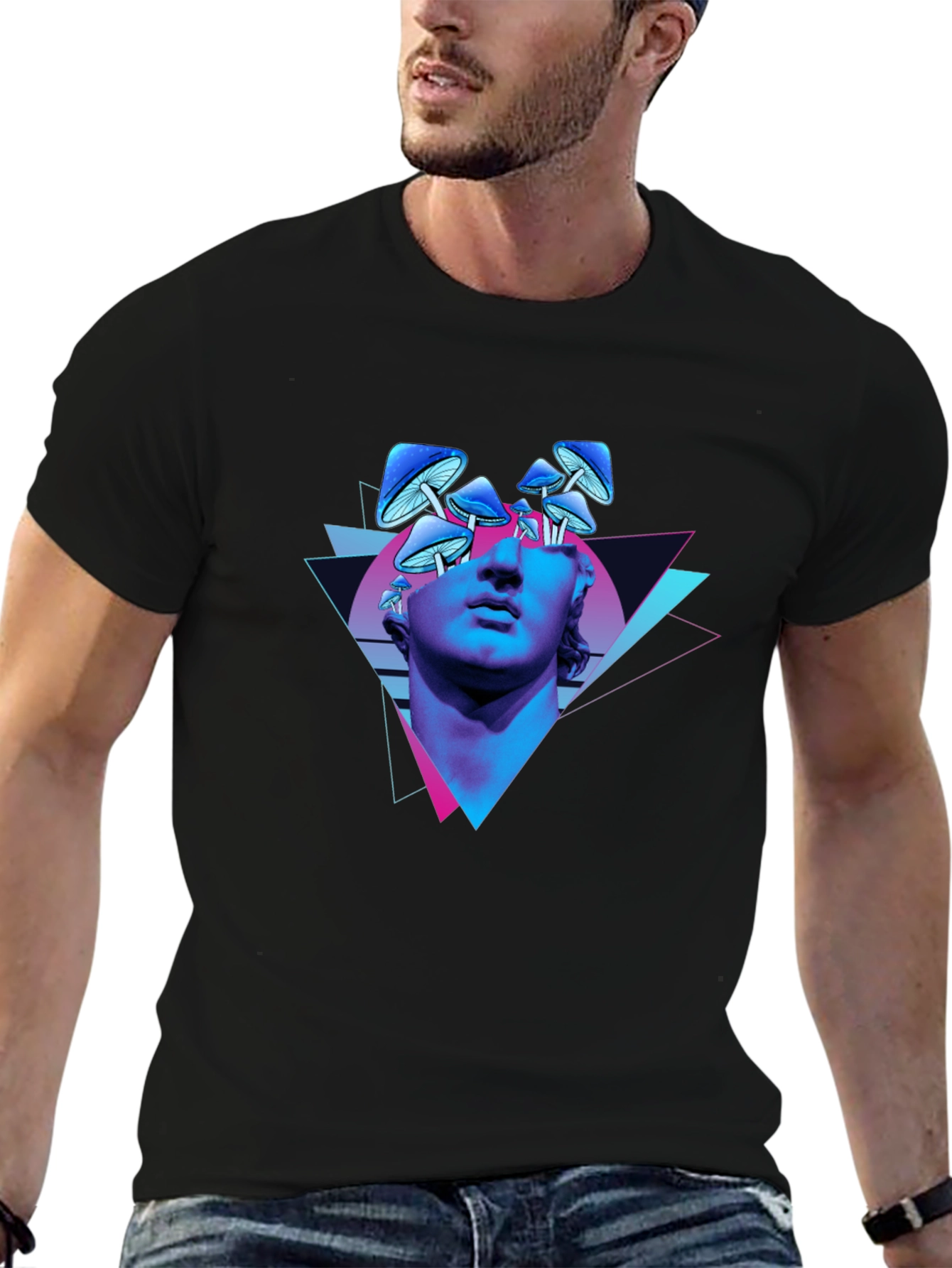 Psychedelic Mushroom Statue Graphic Tee