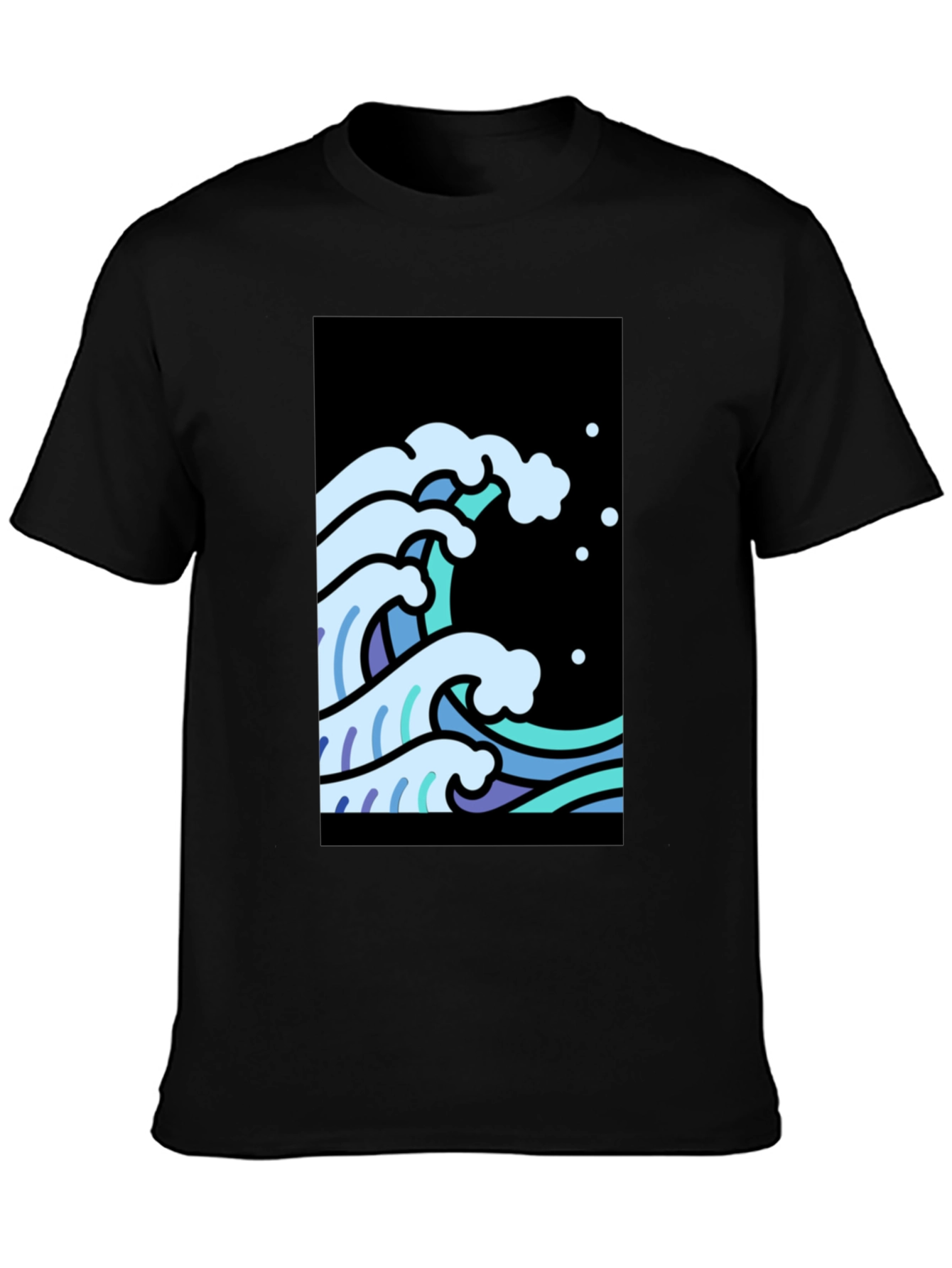 Cool Waves Graphic Tee - Black Cotton T-Shirt