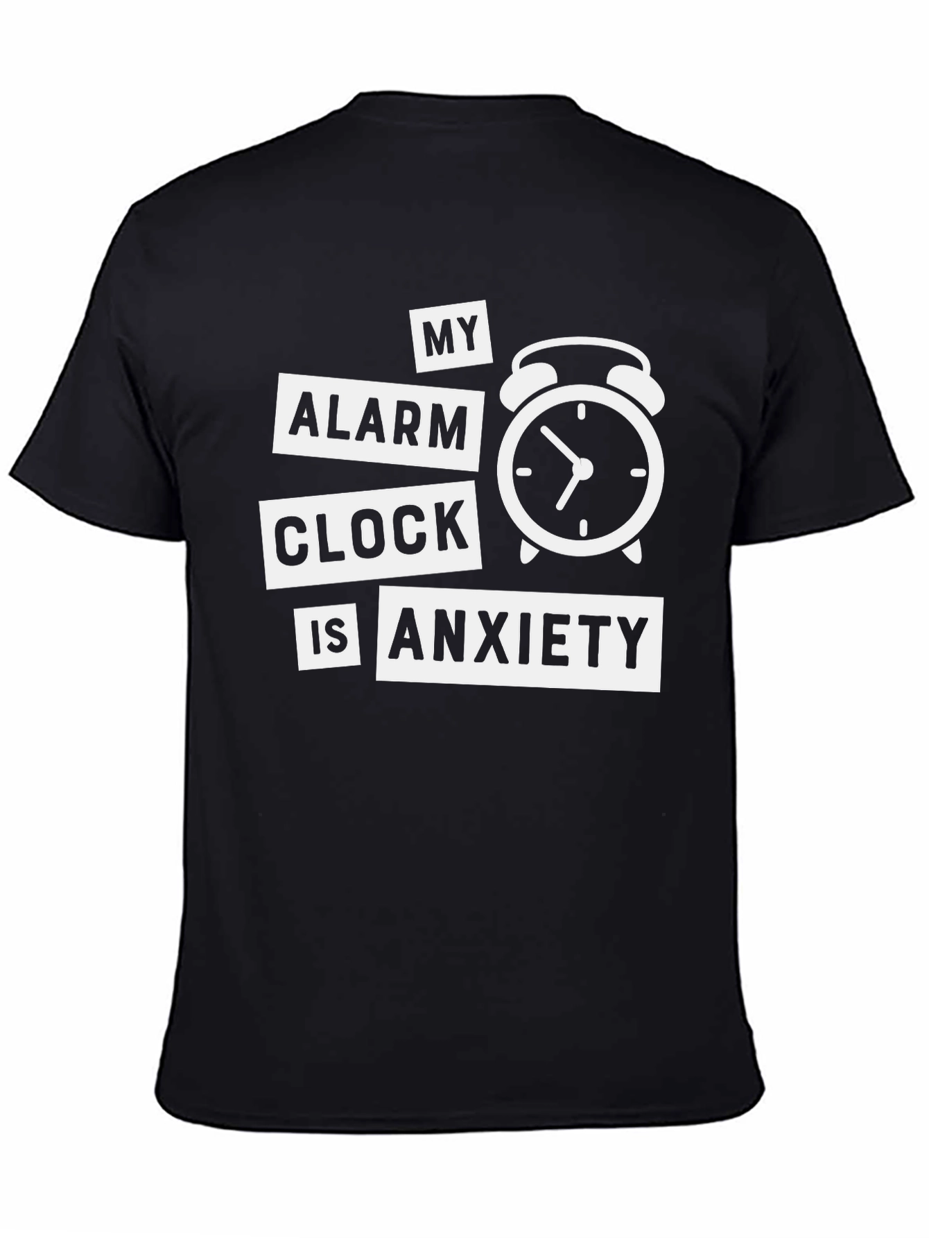 Anxiety Alarm Clock Graphic T-Shirt - Black