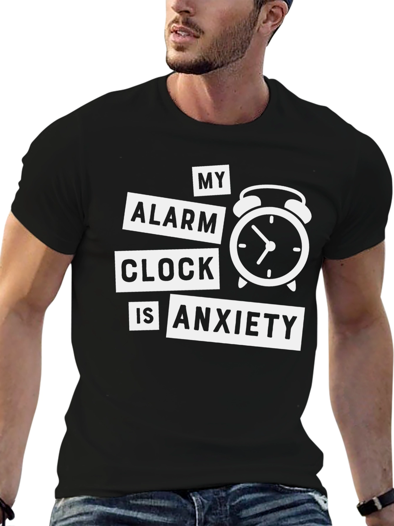 Anxiety Alarm Clock Graphic T-Shirt - Black