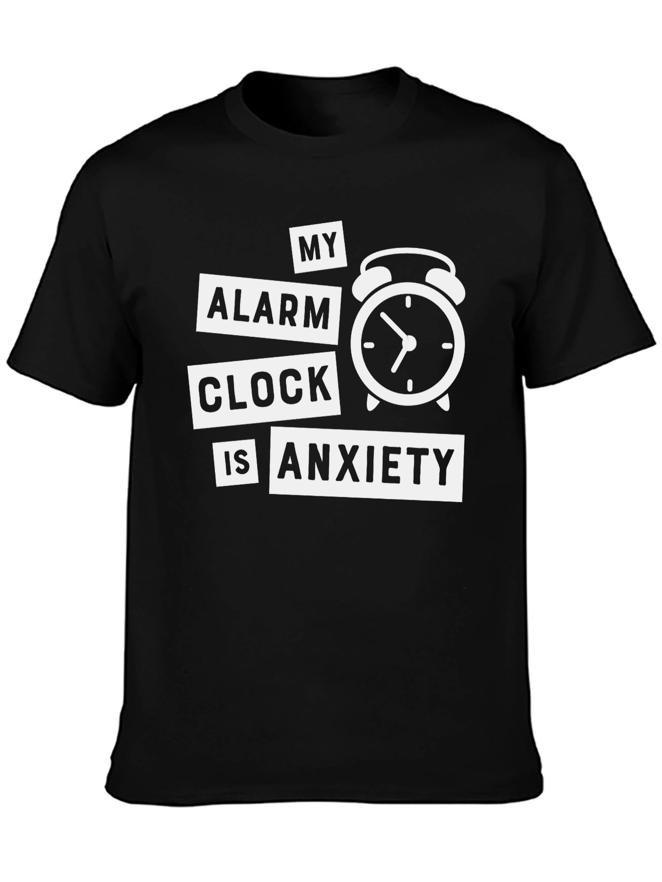 Anxiety Alarm Clock Graphic T-Shirt - Black