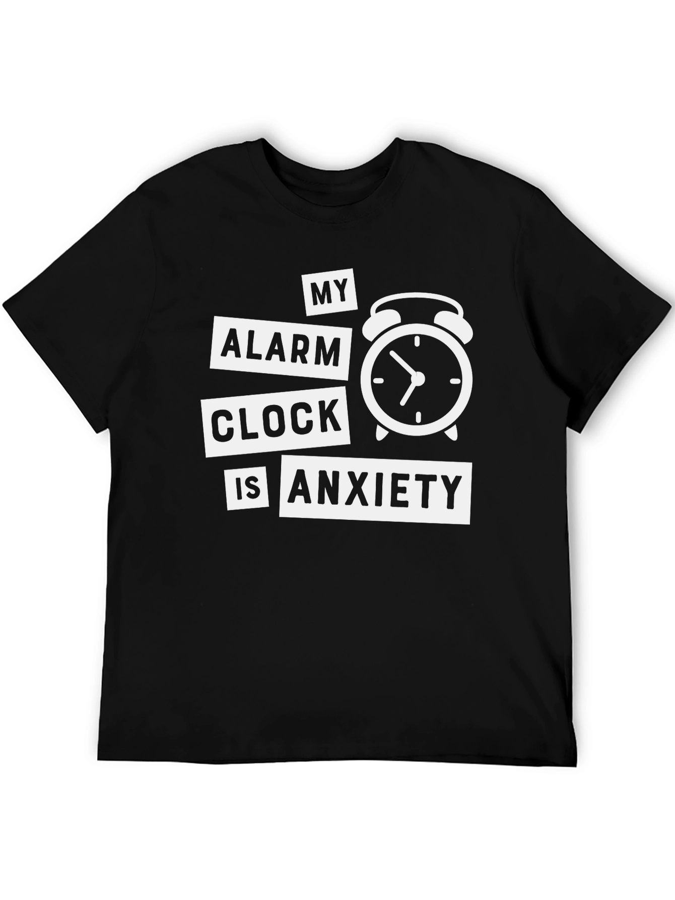 Anxiety Alarm Clock Graphic T-Shirt - Black