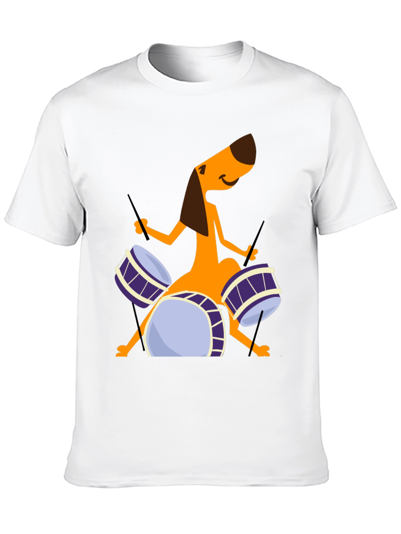 Dog Drummer Graphic Tee - Black Cotton T-Shirt