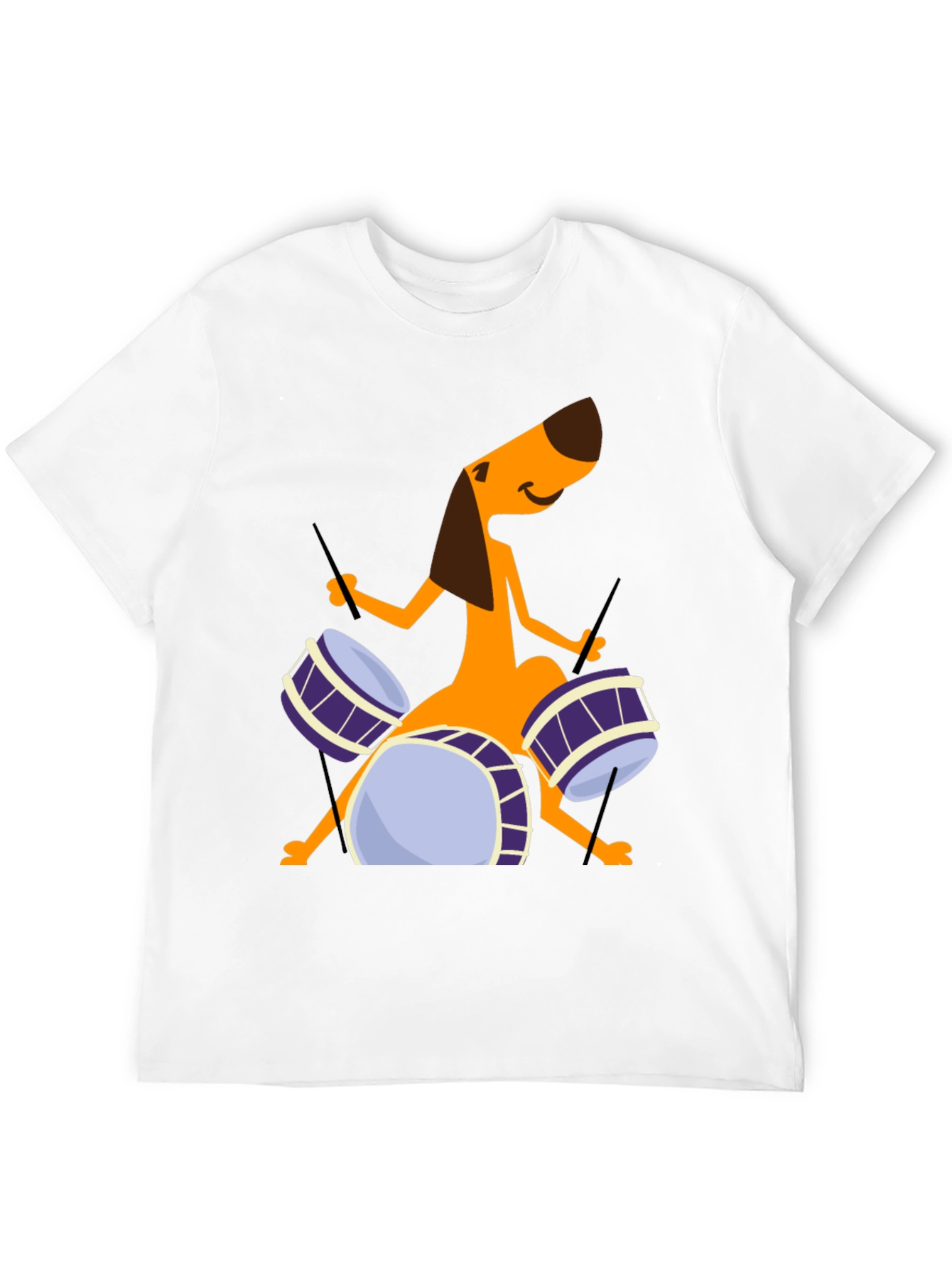 Dog Drummer Graphic Tee - Black Cotton T-Shirt