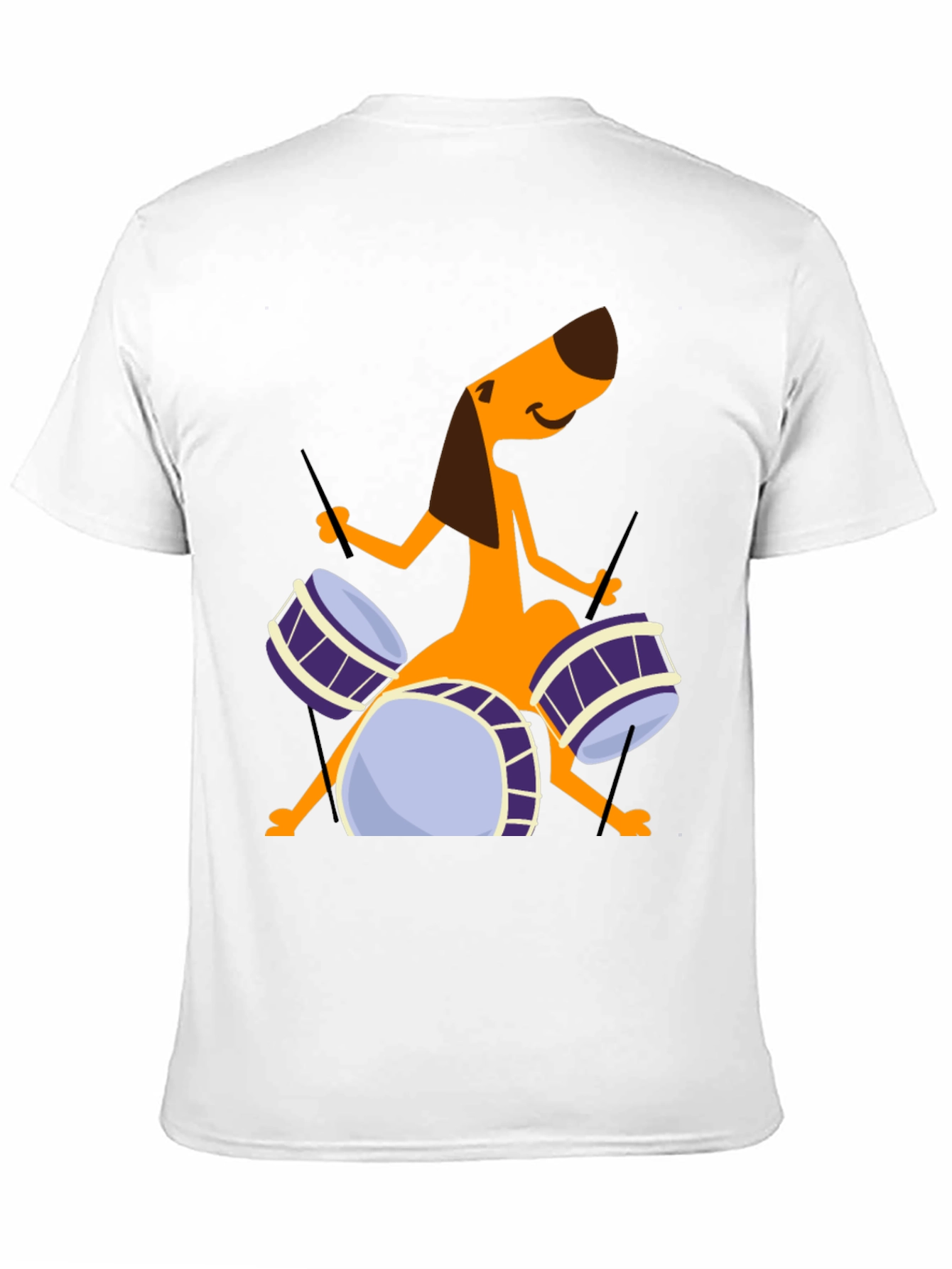 Dog Drummer Graphic Tee - Black Cotton T-Shirt
