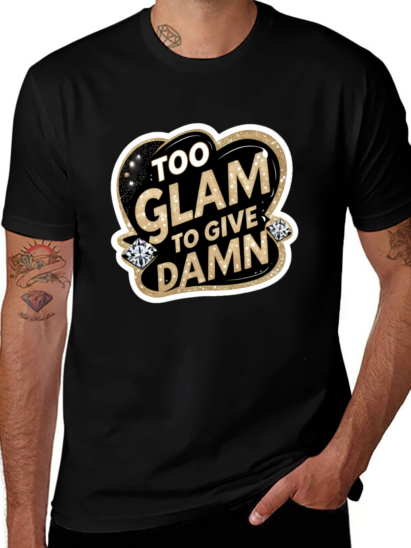 Too Glam to Give a Damn Black T-Shirt