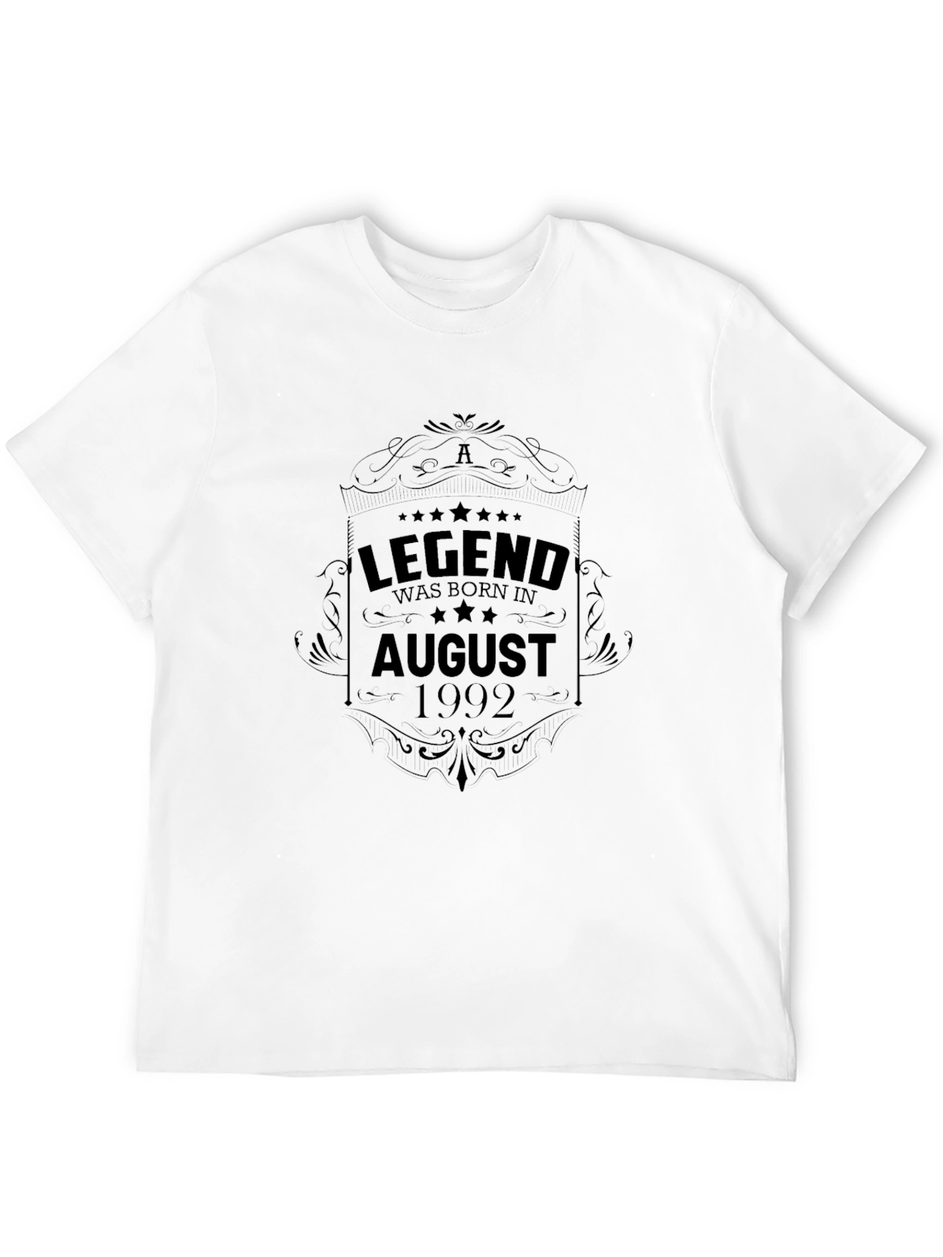 Legend Born in August 1992 Black T-Shirt