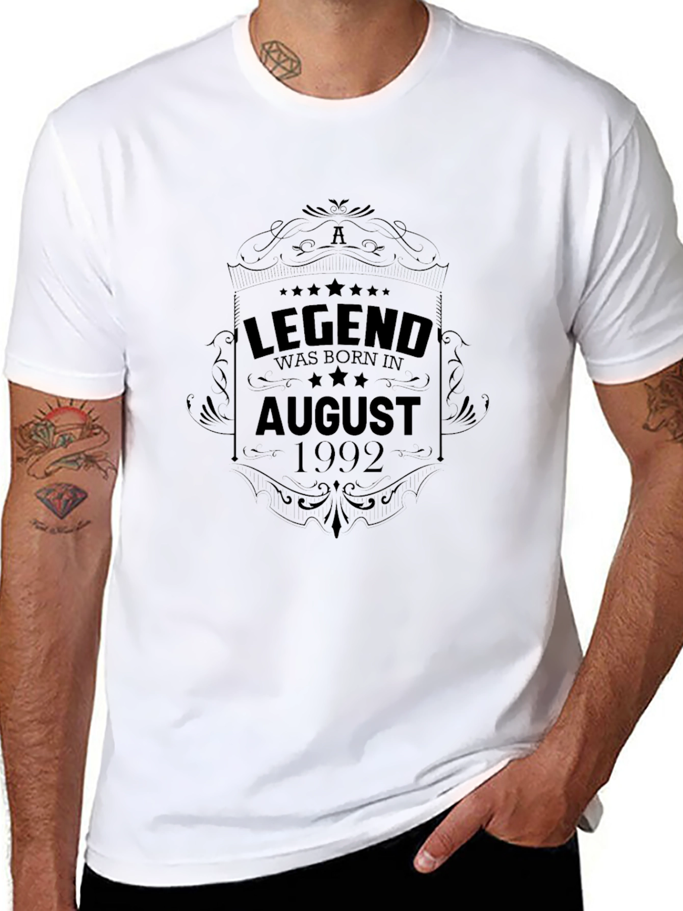 Legend Born in August 1992 Black T-Shirt