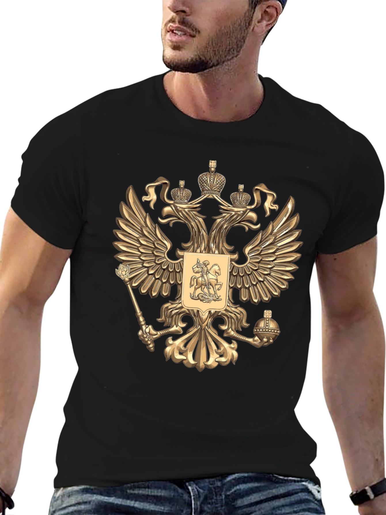 Russian Coat of Arms Black T-Shirt