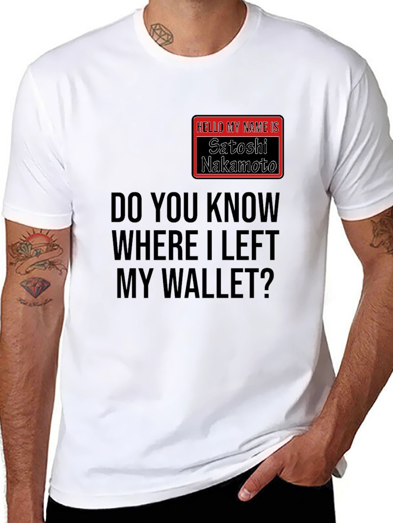 Satoshi Nakamoto Wallet T-Shirt - Crypto Humor