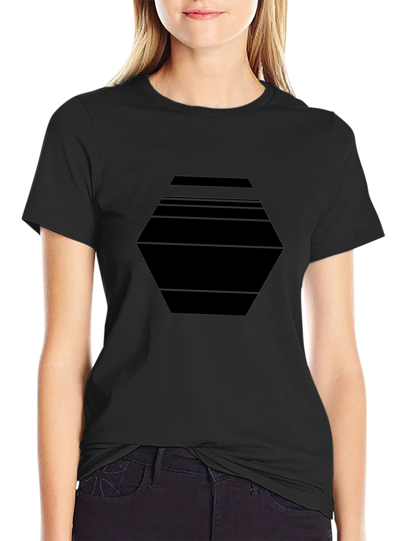 Modern Geometric Black T-Shirt