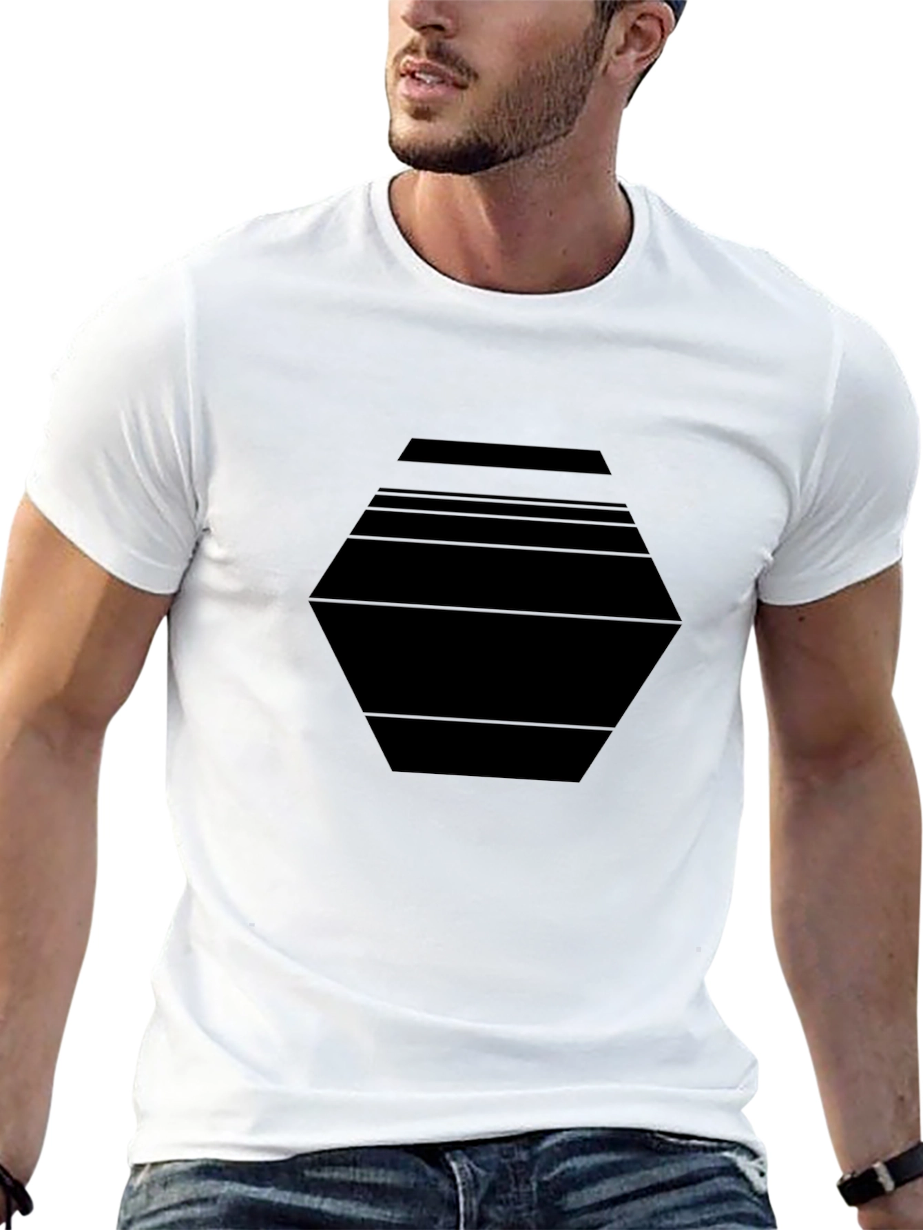 Modern Geometric Black T-Shirt