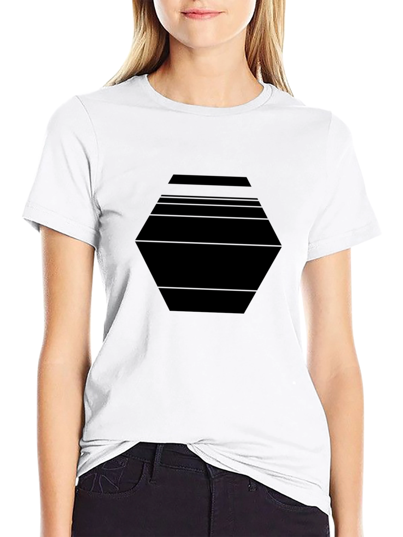 Modern Geometric Black T-Shirt