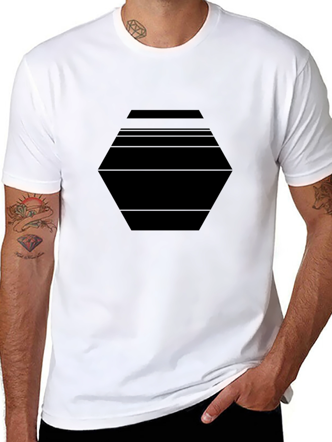 Modern Geometric Black T-Shirt