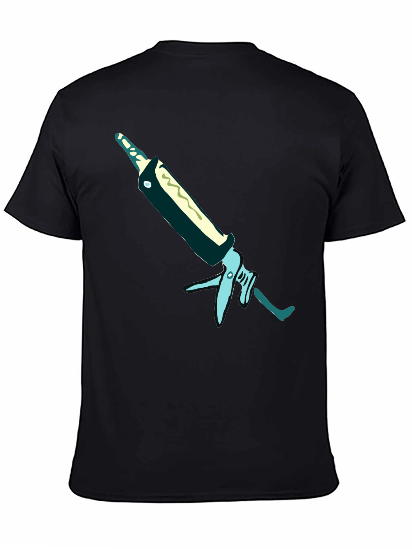 Black T-Shirt with Unique Caulking Gun Graphic