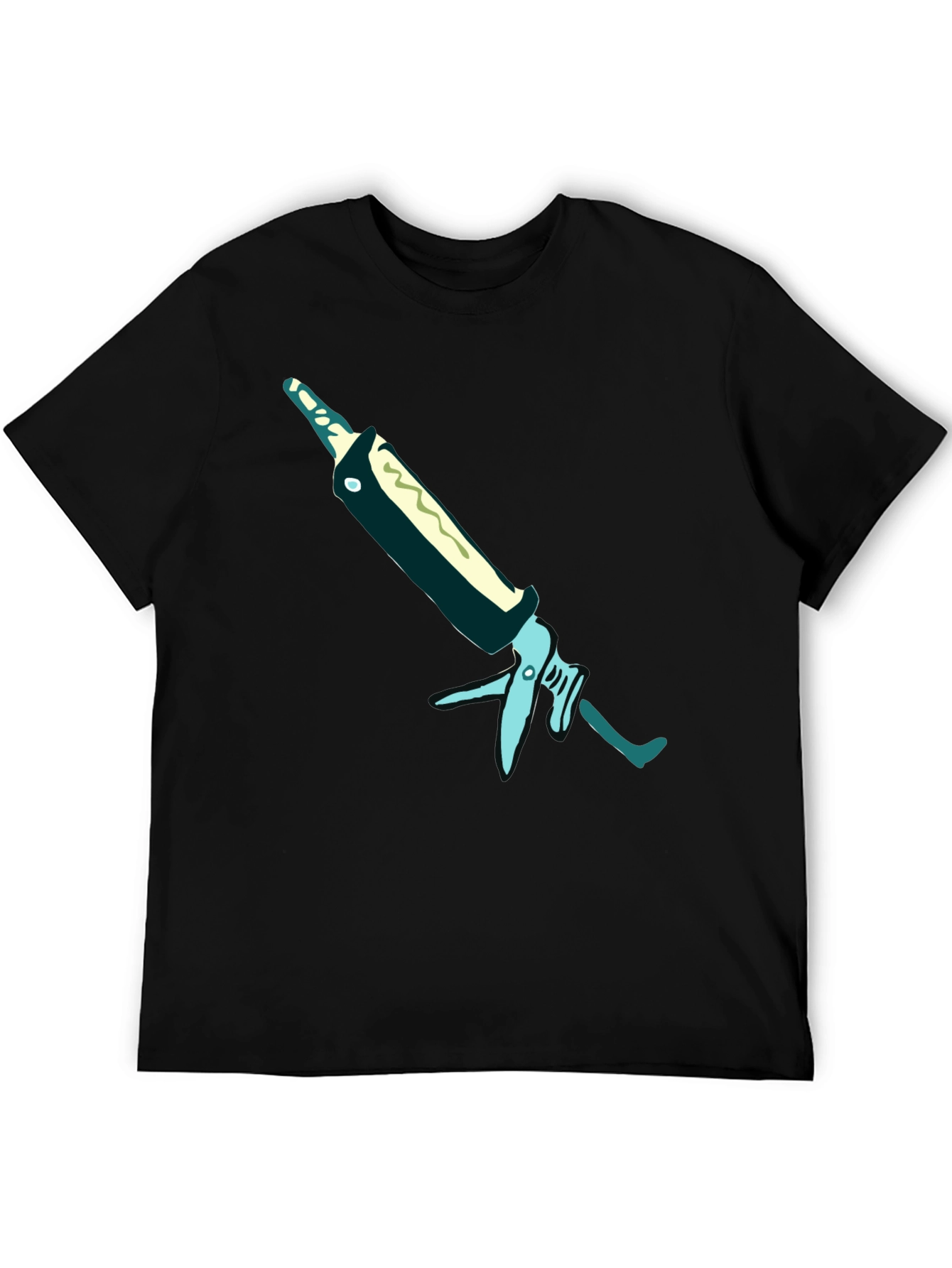 Black T-Shirt with Unique Caulking Gun Graphic