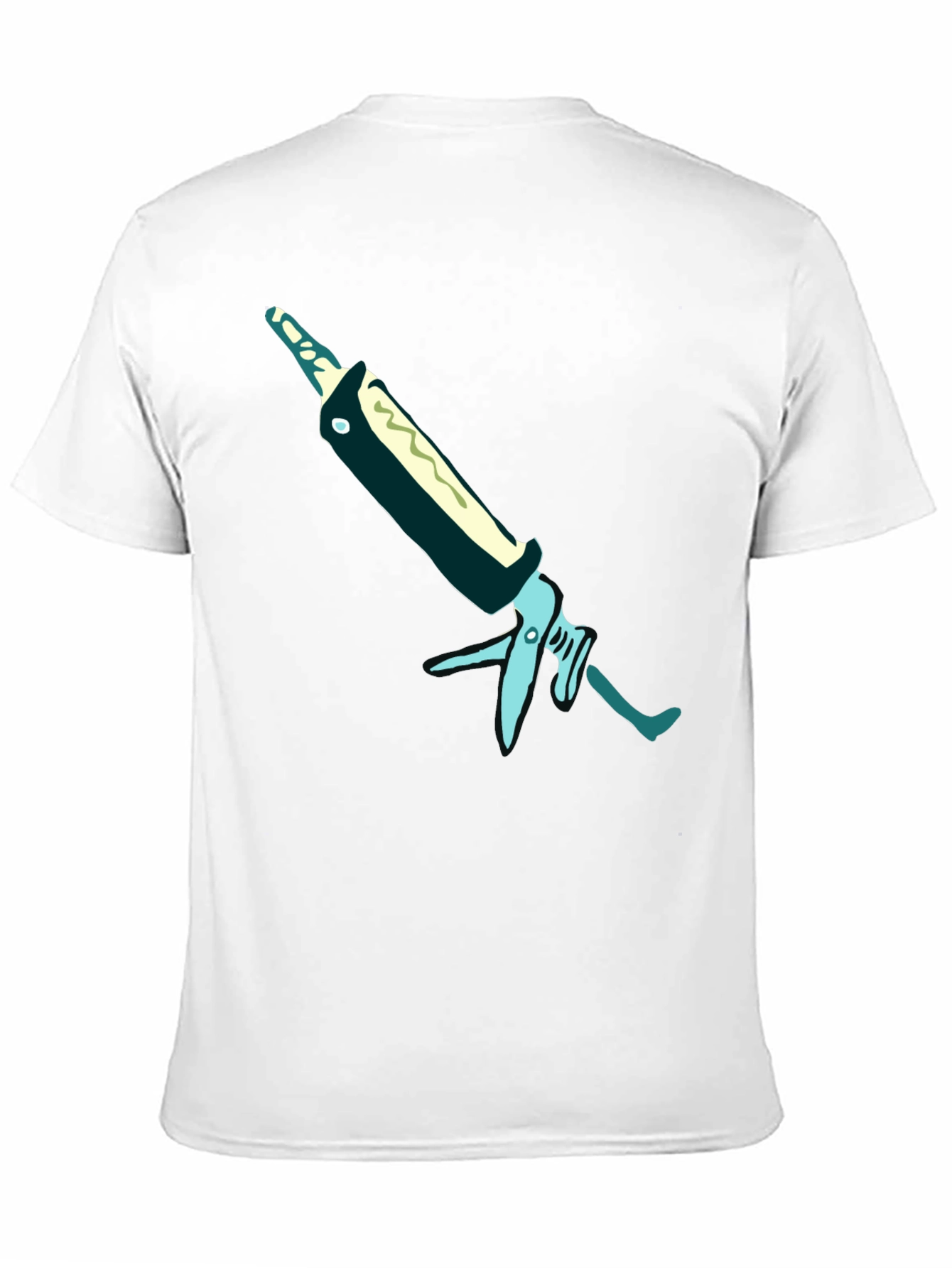 Black T-Shirt with Unique Caulking Gun Graphic