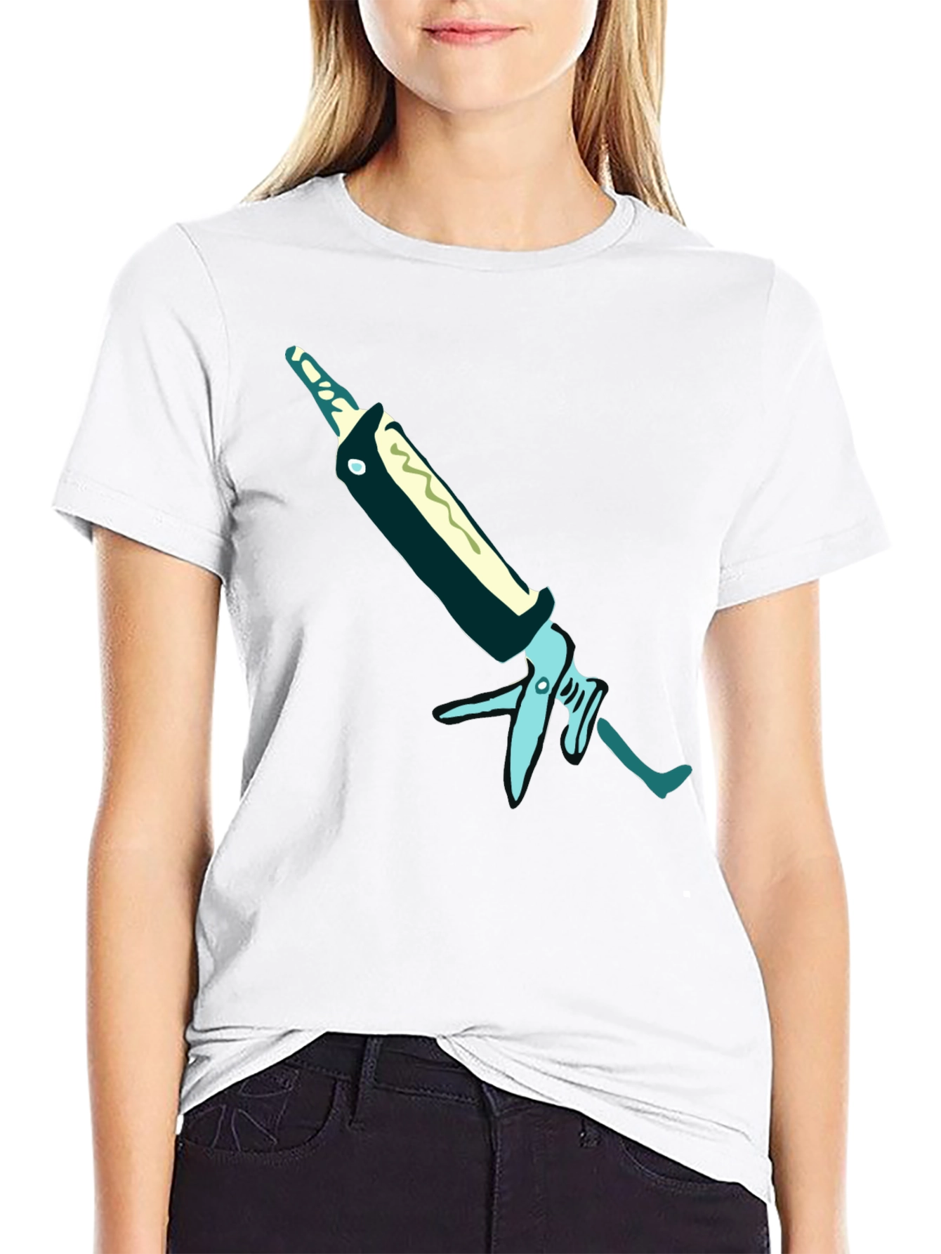 Black T-Shirt with Unique Caulking Gun Graphic
