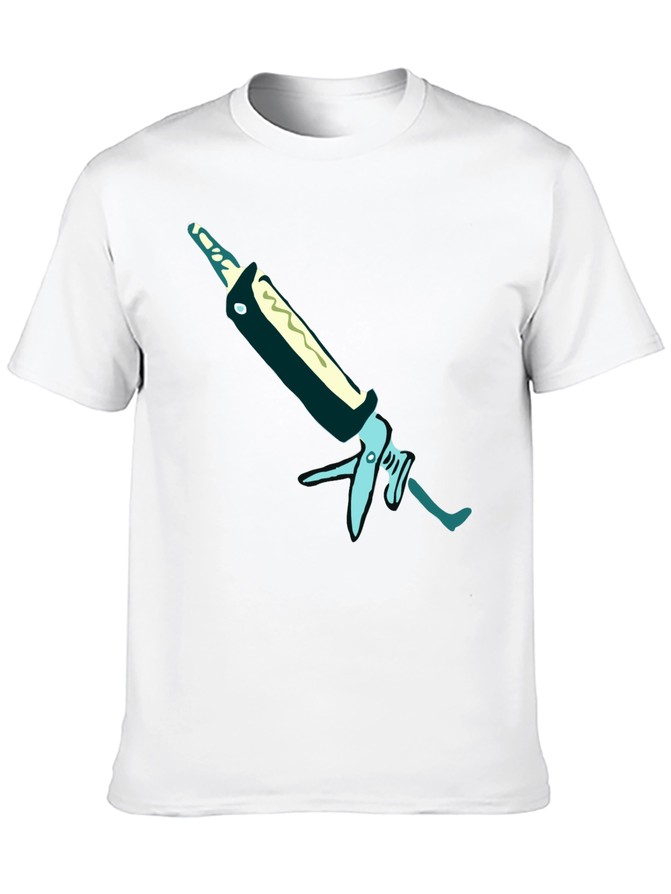 Black T-Shirt with Unique Caulking Gun Graphic