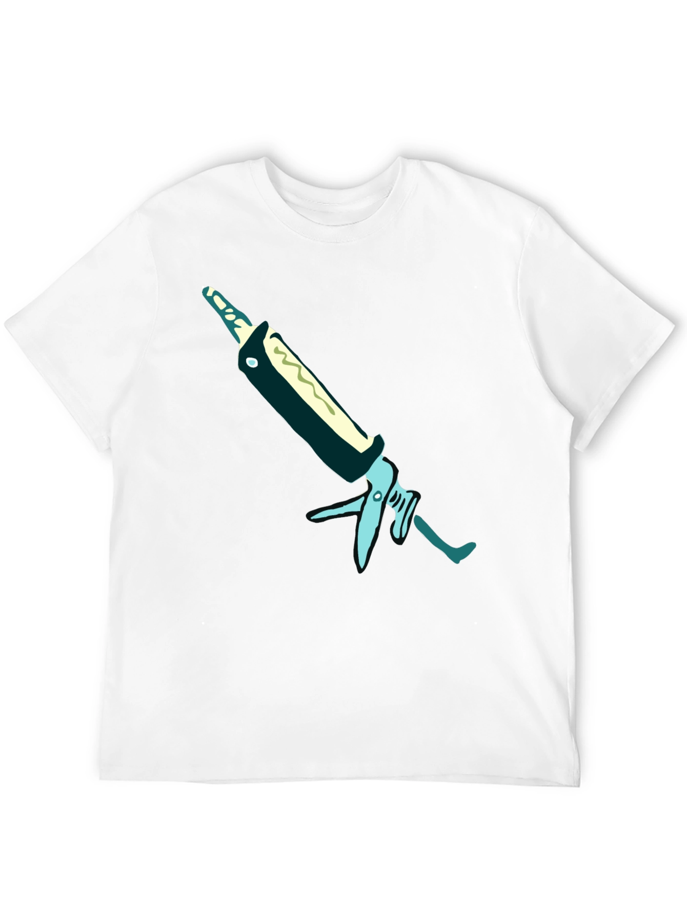 Black T-Shirt with Unique Caulking Gun Graphic