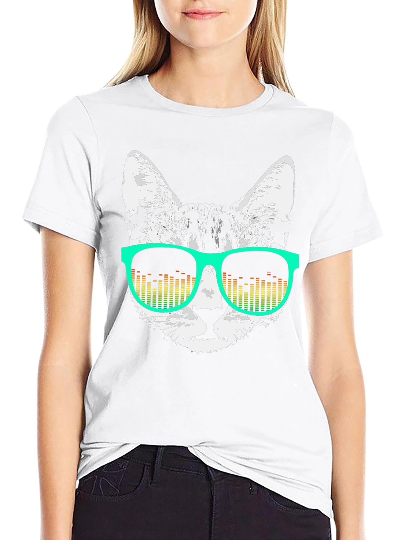 Cool Cat Graphic Tee - Retro DJ Sunglasses