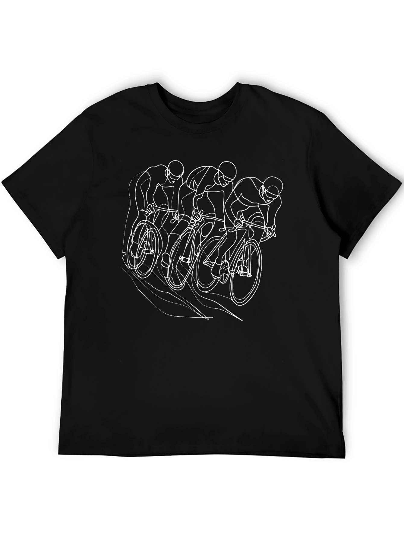 Cyclist Line Art Black T-Shirt