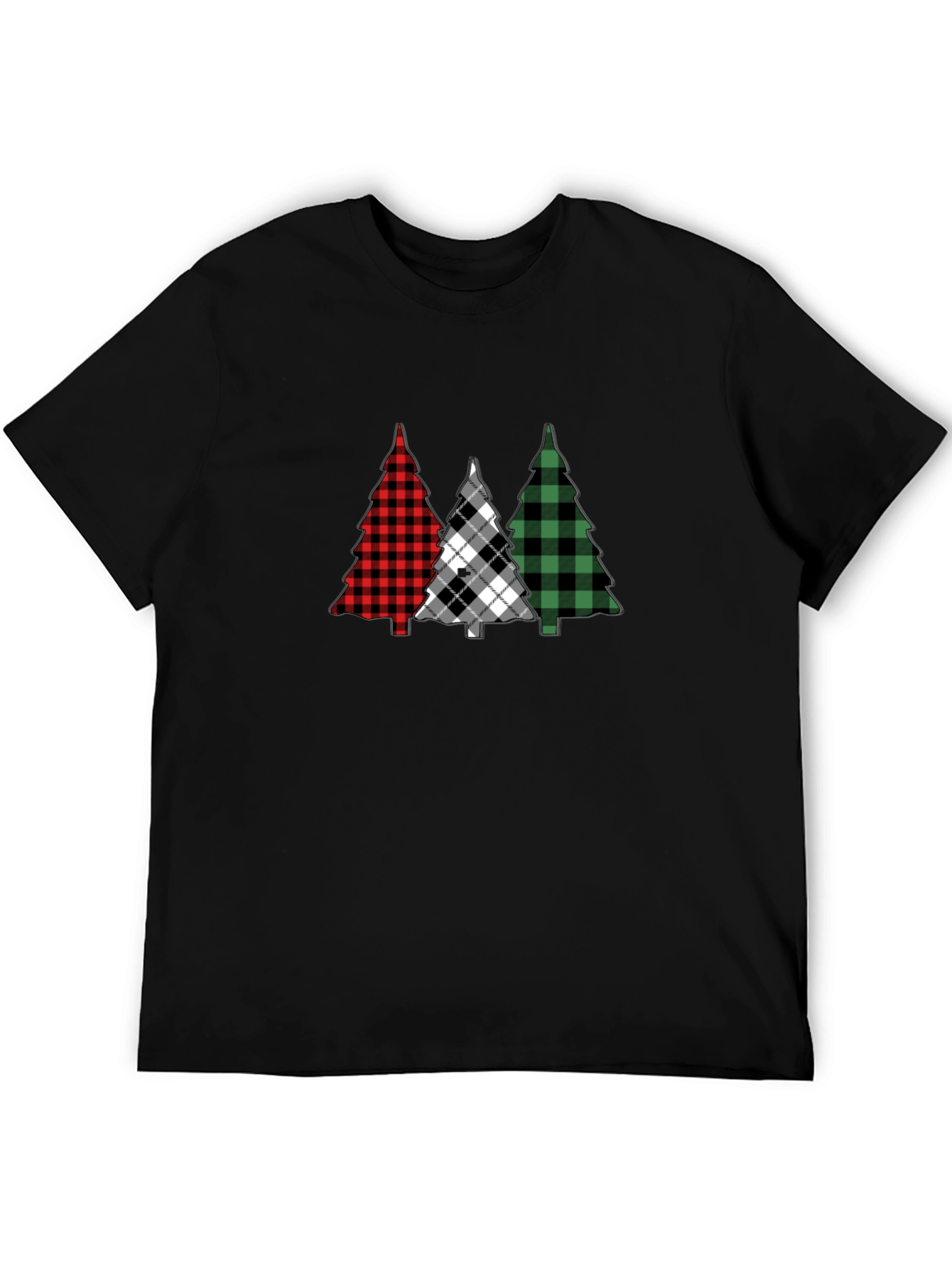 Plaid Christmas Tree Graphic Tee - Holiday Style