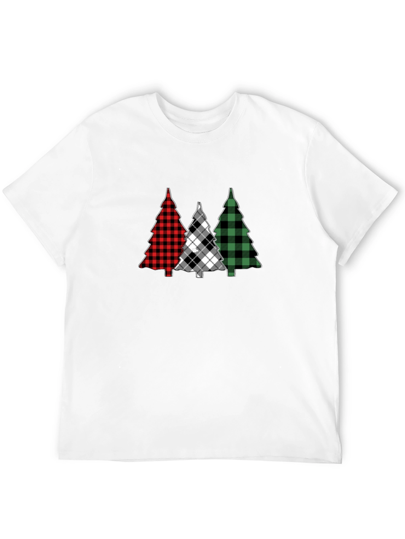 Plaid Christmas Tree Graphic Tee - Holiday Style