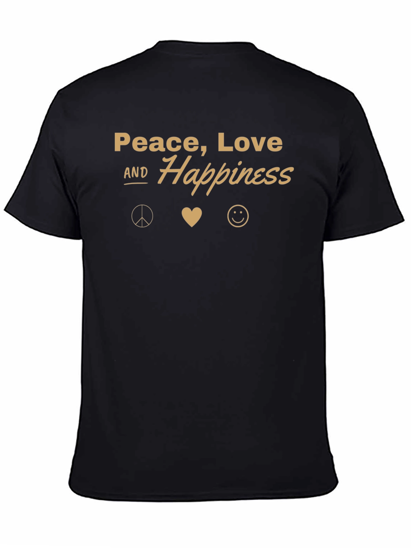 Peace Love Happiness Black Graphic Tee