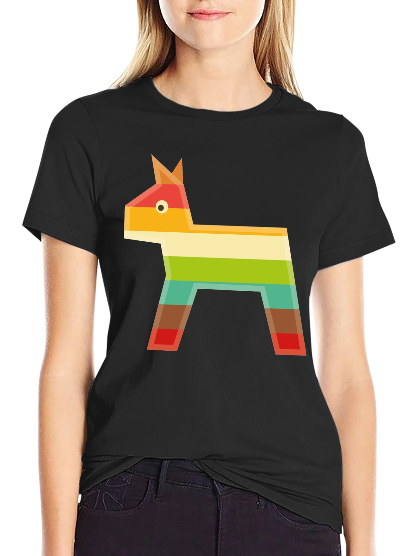 Geometric Piñata Graphic Tee - Black Casual T-Shirt