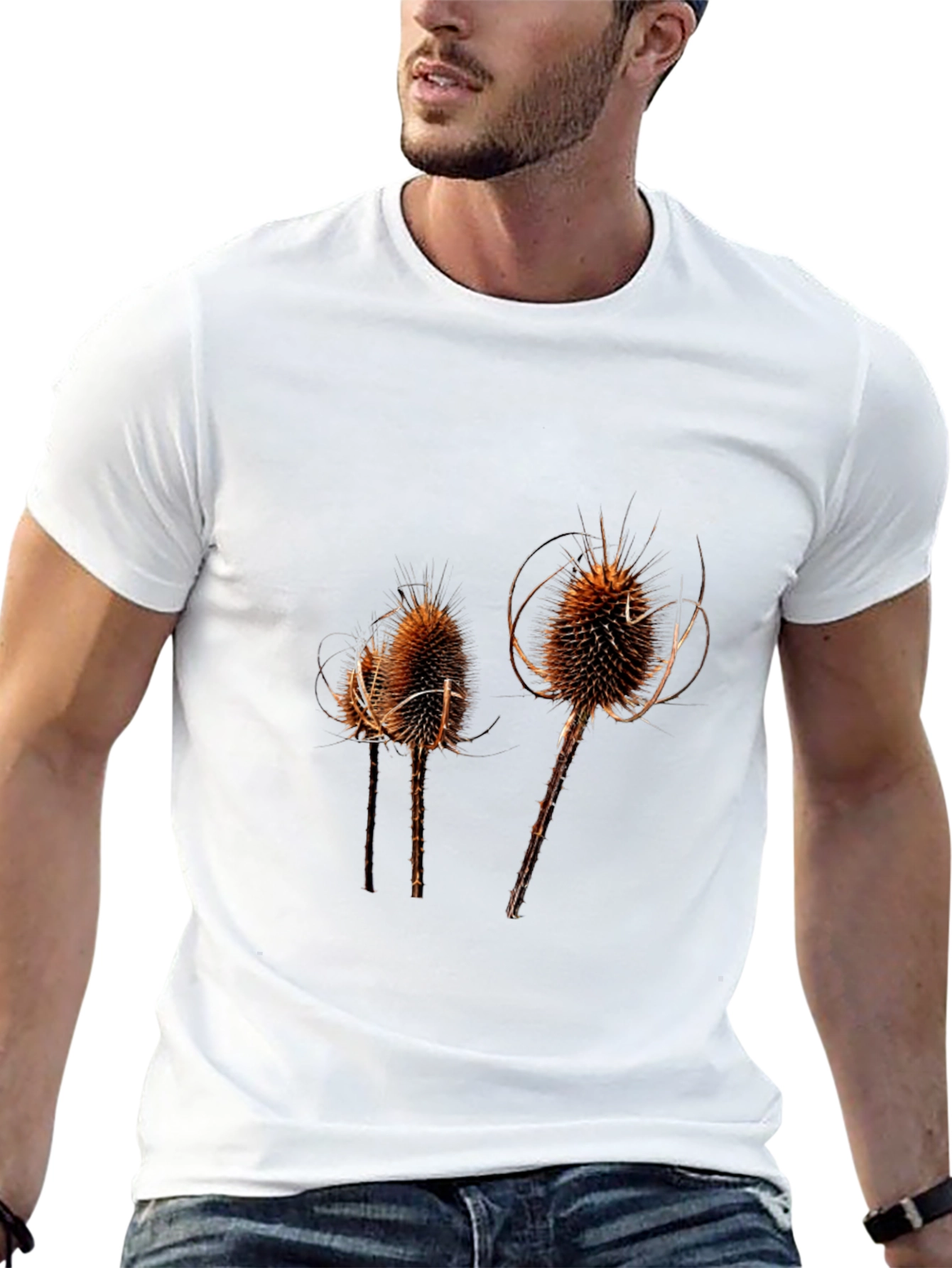 Thistle Print Black T-Shirt for Men