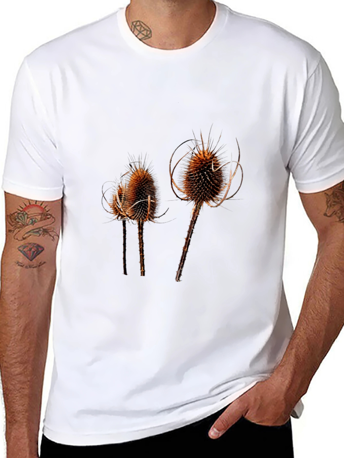 Thistle Print Black T-Shirt for Men