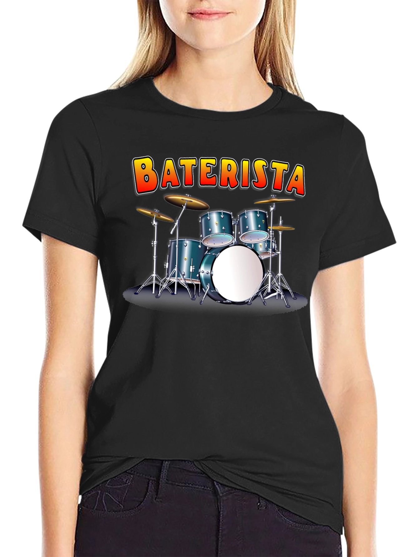 BATERISTA Drummer Graphic Black T-Shirt