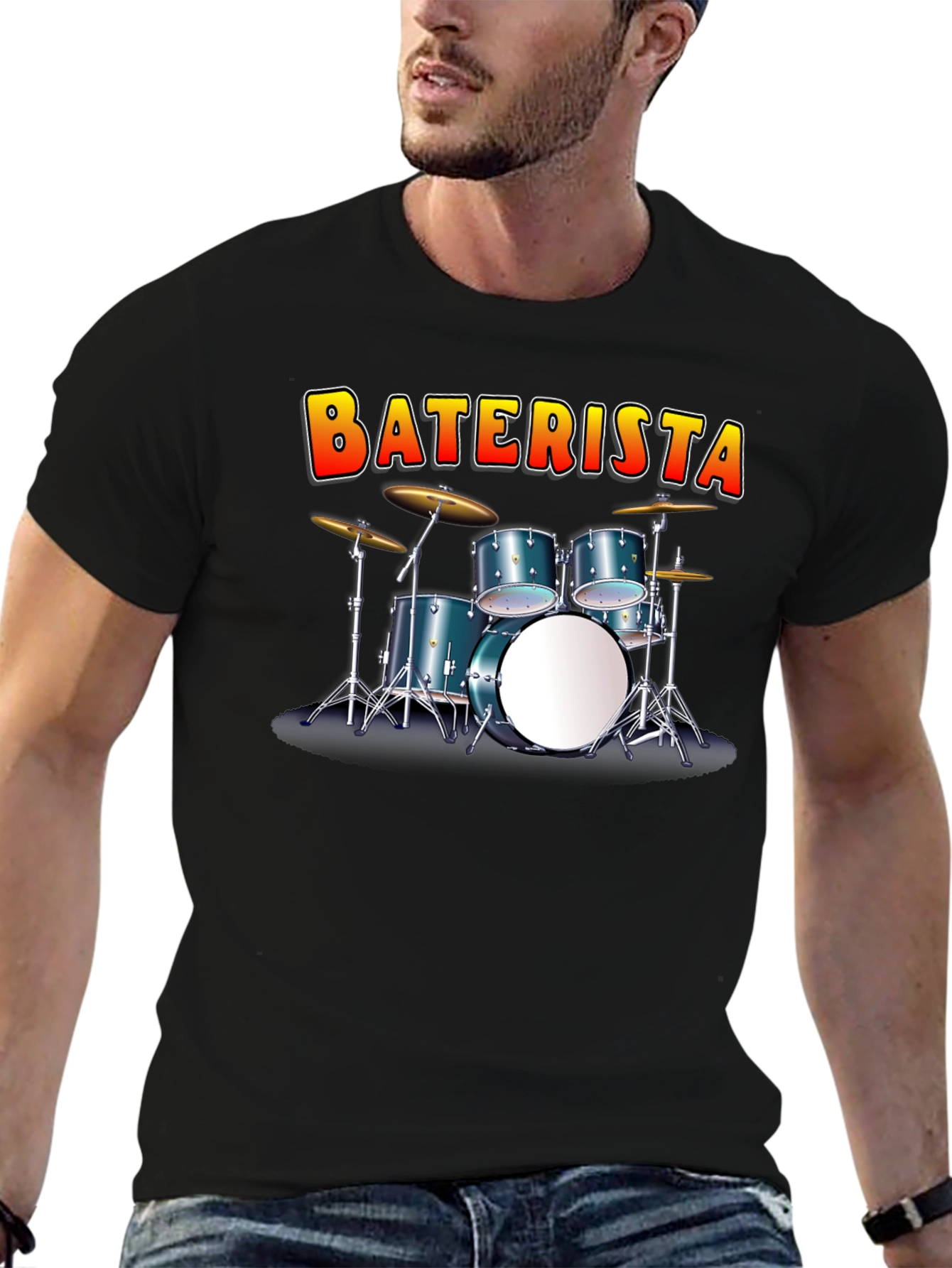 BATERISTA Drummer Graphic Black T-Shirt