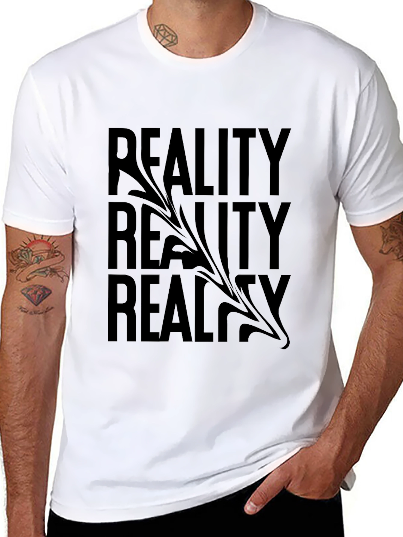 Reality Graphic Print Black T-Shirt