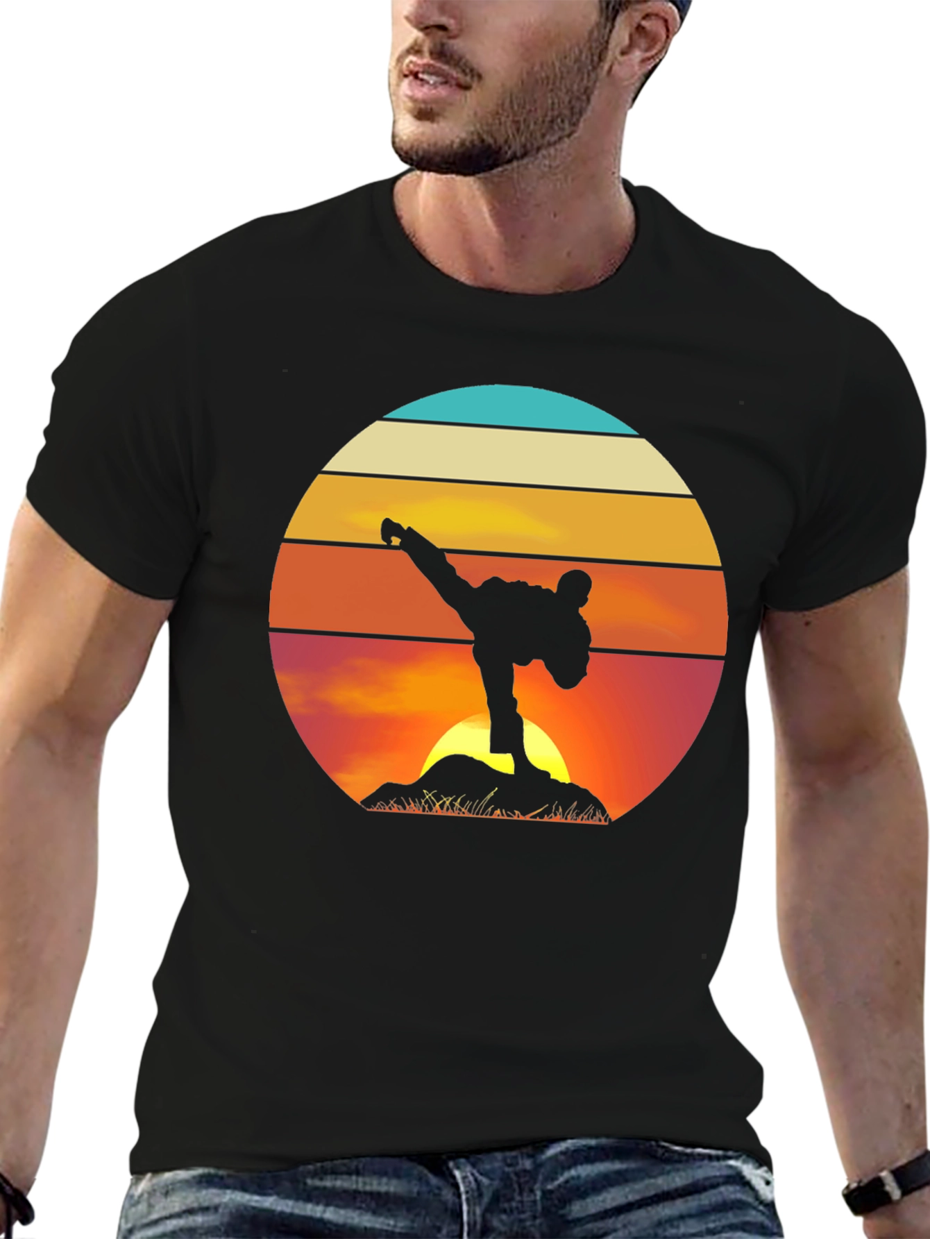 Martial Arts Sunset Black T-Shirt