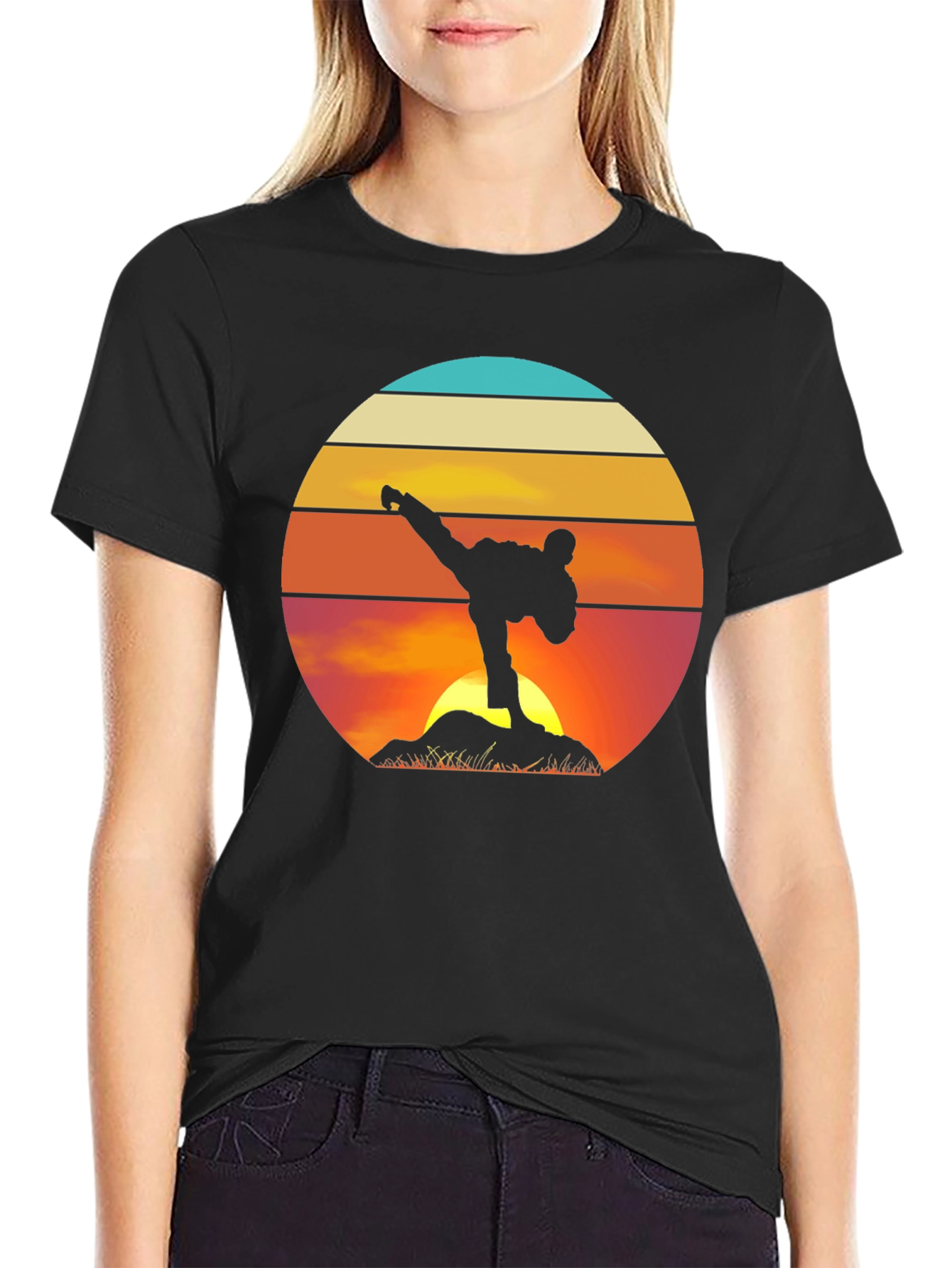 Martial Arts Sunset Black T-Shirt