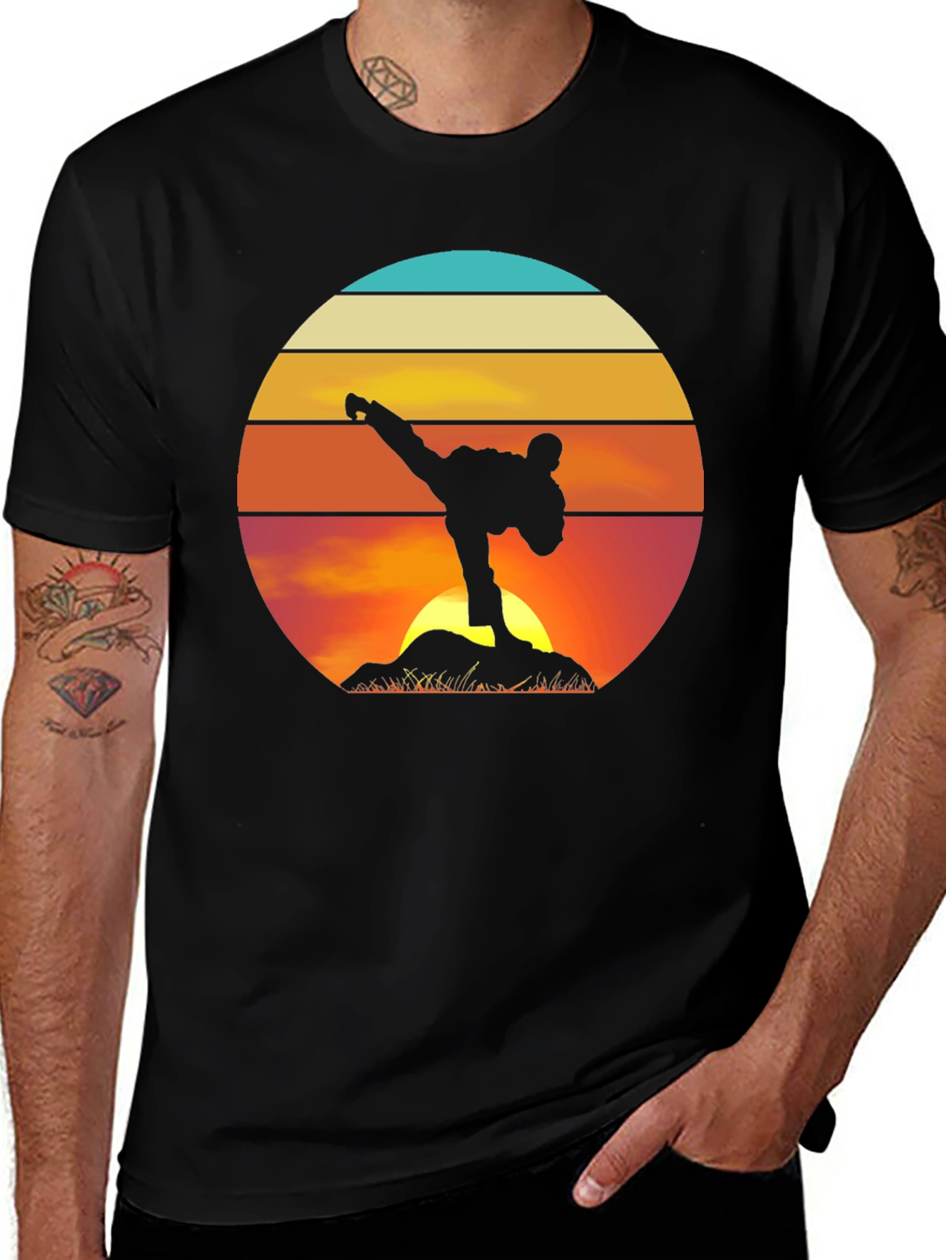 Martial Arts Sunset Black T-Shirt
