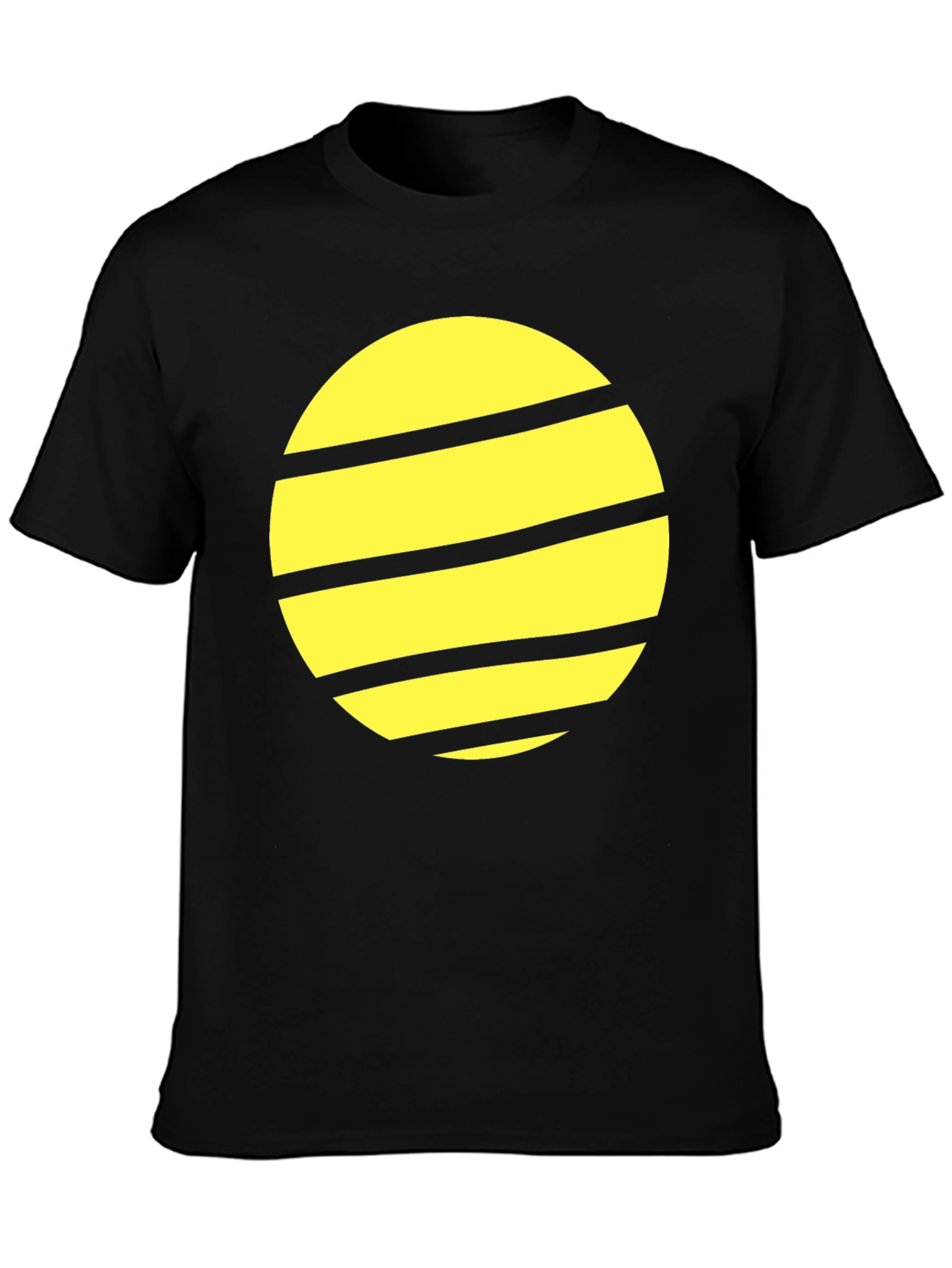 Striped Planet Graphic Tee - Black