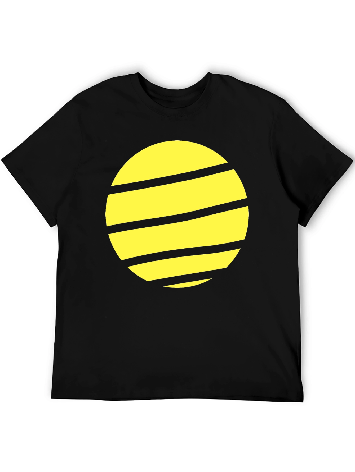 Striped Planet Graphic Tee - Black