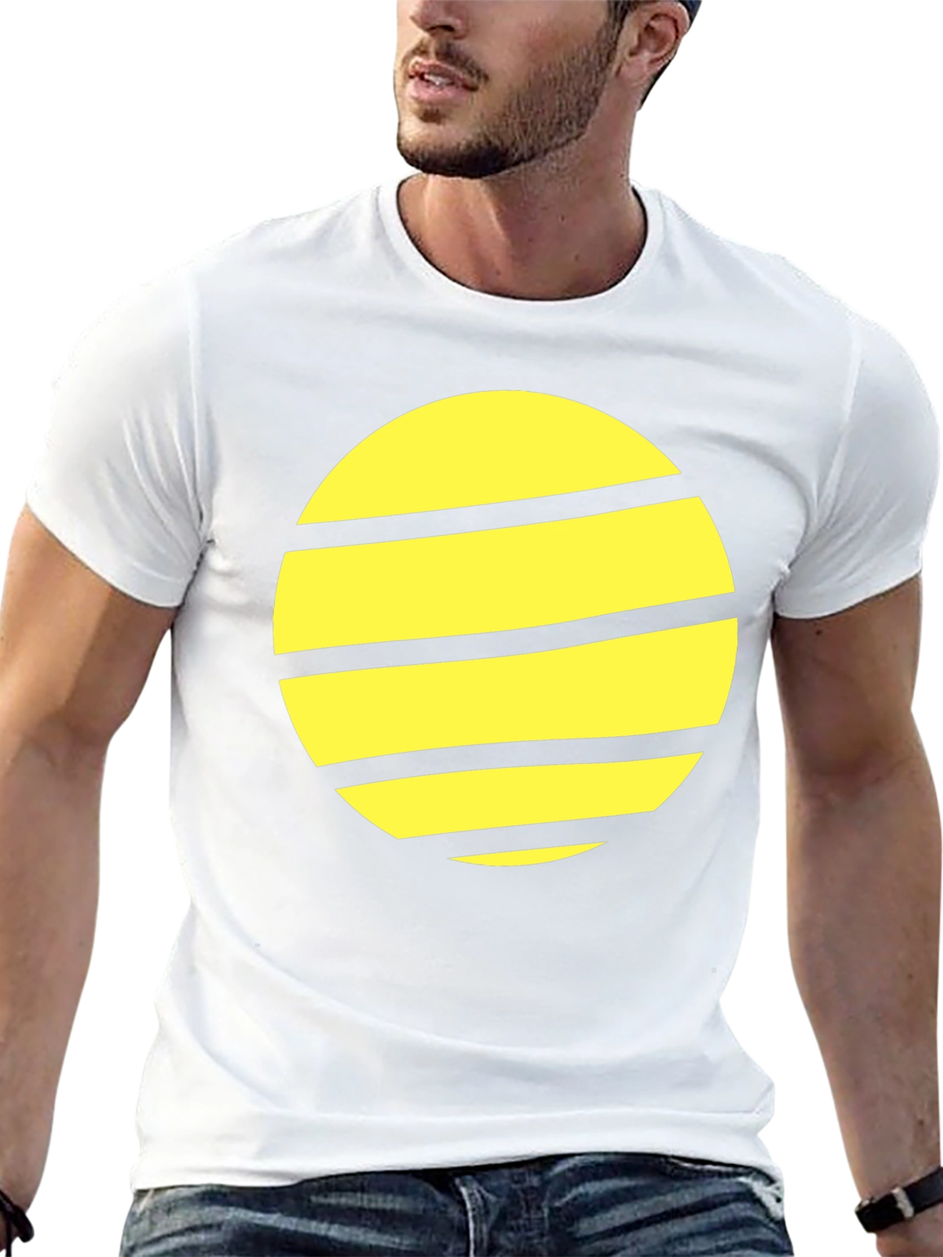 Striped Planet Graphic Tee - Black