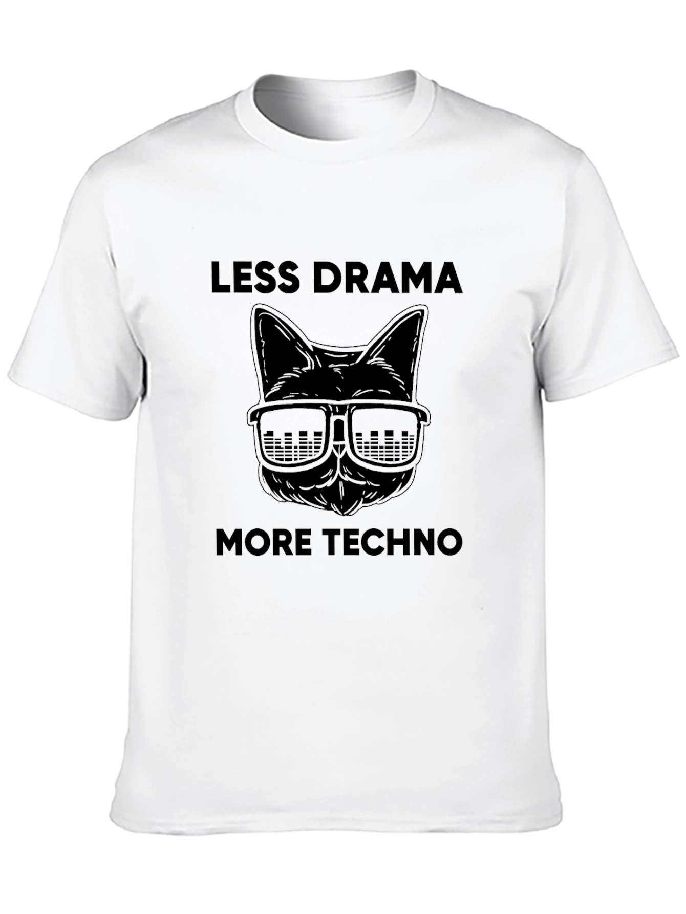 Less Drama More Techno Cat Graphic Tee
